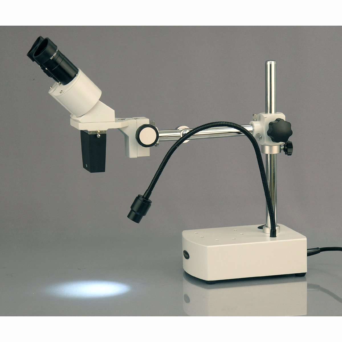 AmScope SE400 Professional Binocular Stereo Microscope, WF10x Eyepieces, 10X Magnification, 1X Objective, LED Lighting, Boom-Arm Stand, 110V-120V 2