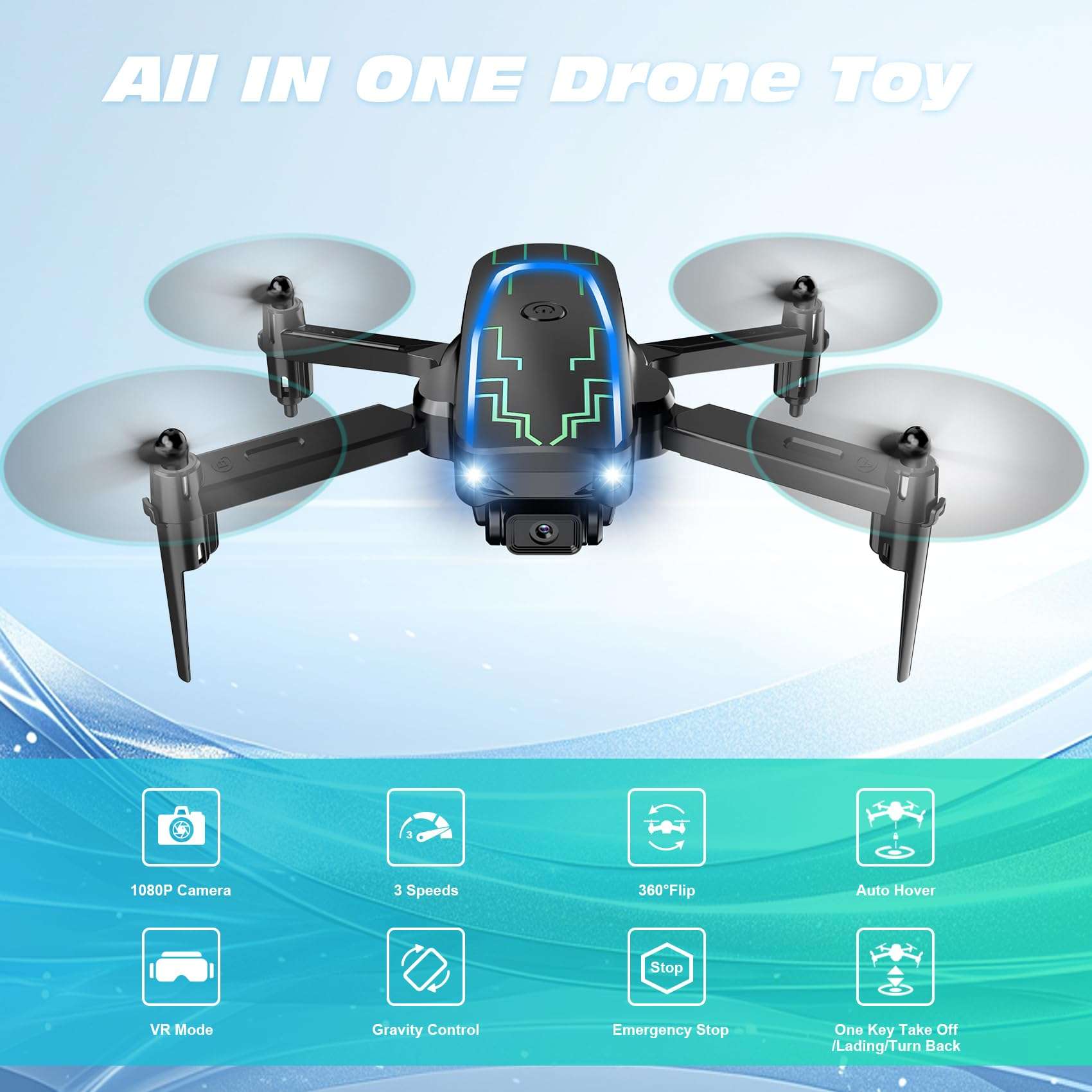 Mini Drone with Camera, Drones for Kids Adults, Boys Gifts, 1080P HD Foldable Drone with Gravity Control, Gestures Selfie, Altitude Hold, One Key Start, 3D Flips, 2 Batteries, Toy for Boys Girls 4