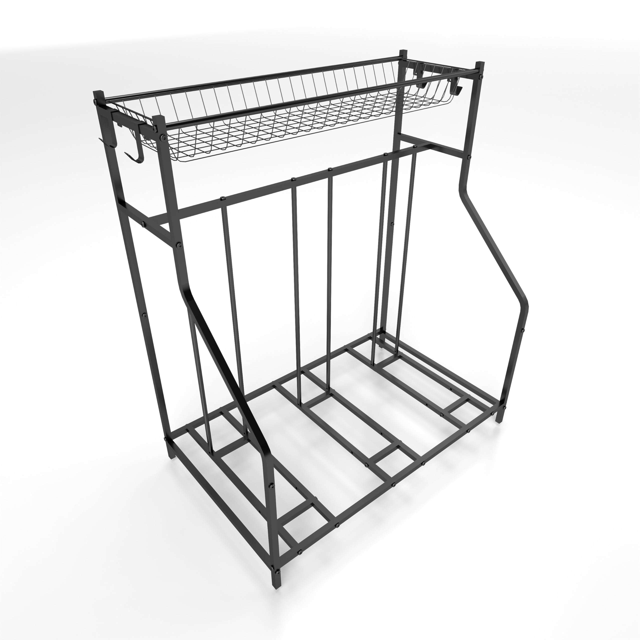 JOIN IRON Bike Rack with Storage Rack, Floor Rack for 3 Bikes, Bike Rack for Road, Mountain, Adult or Kids Bikes, Sports Equipment Storage Rack, Black 1