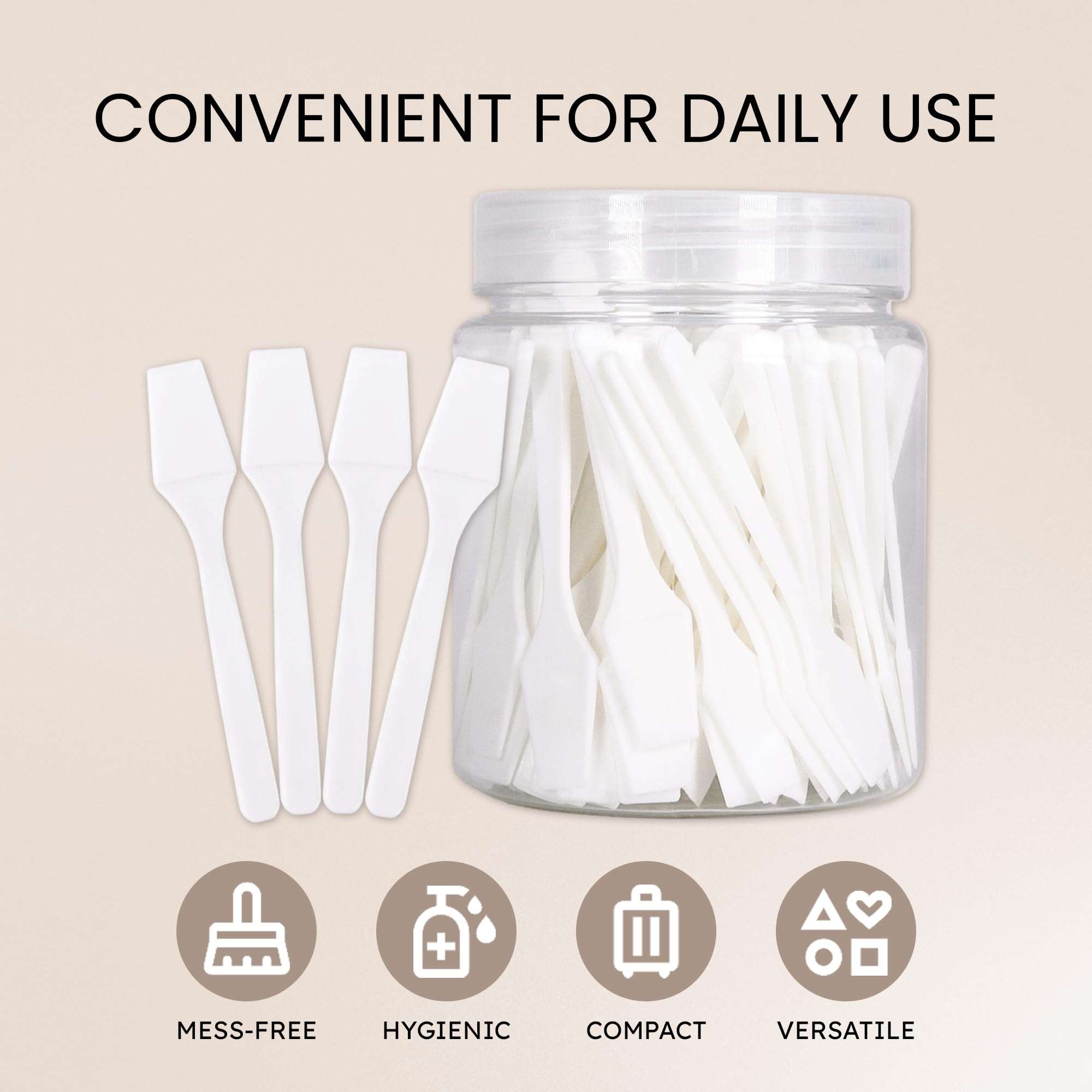 PANA (200 Pieces of White Color Cosmetic Make Up Disposable Plastic 2.5" Spatulas Skin Care Facial Cream Mask Spatula 3