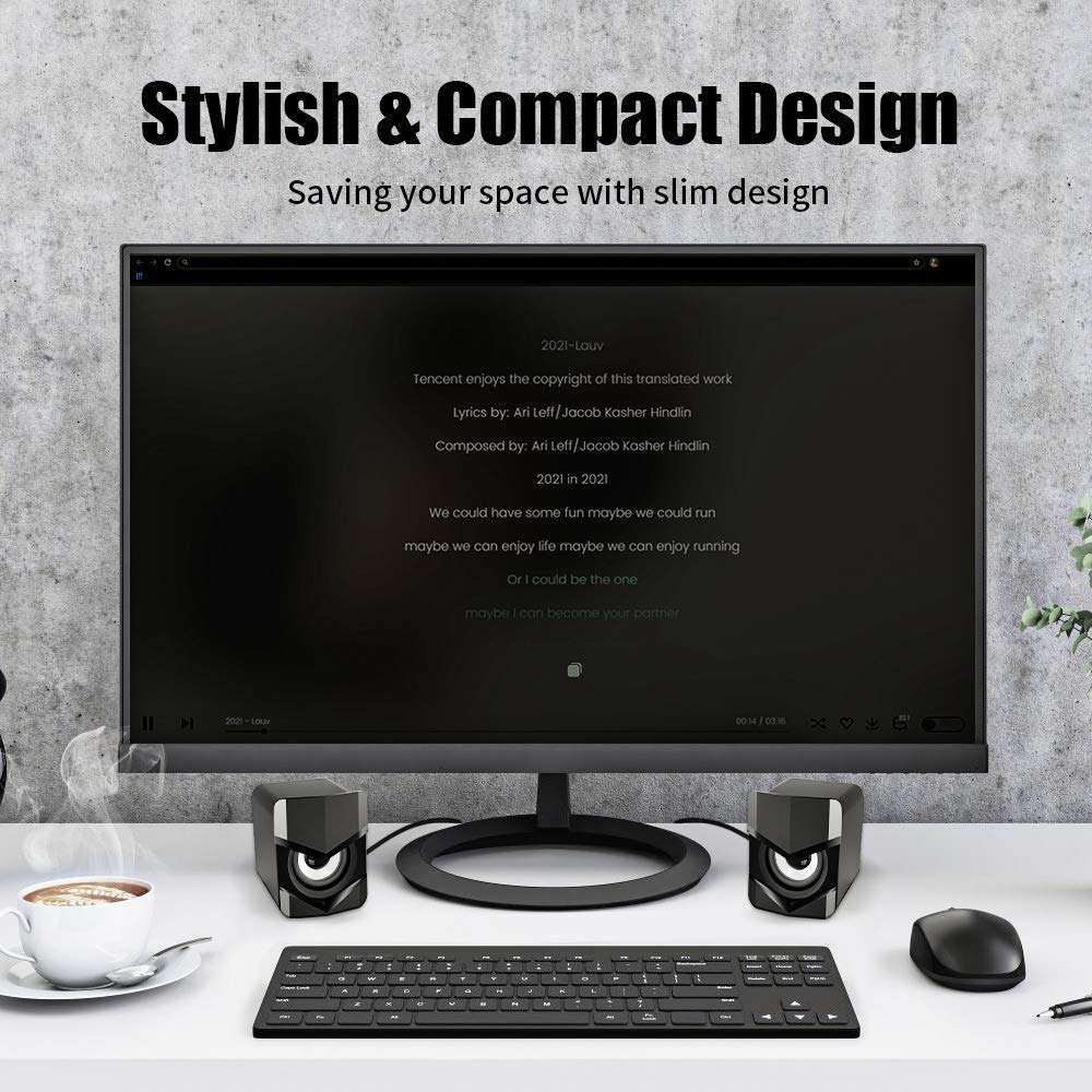 [2021 Version] Mini Computer Speaker, PC Wired Desktop Speaker, 2.0 Stereo Sound USB Powered Laptop Speaker for Computer, Desktop, Mac, Pad, Cellphone and More (Black) 6