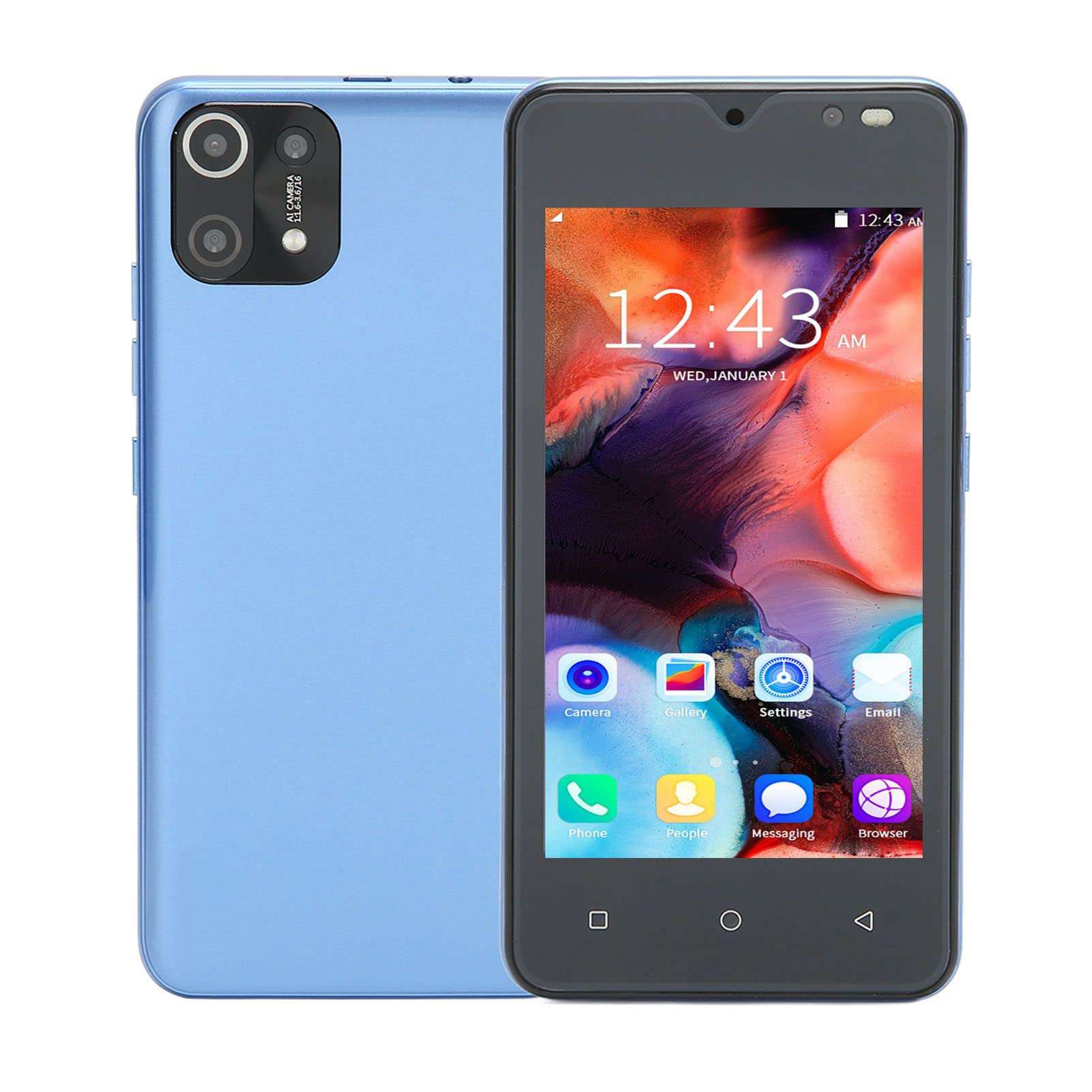 Yoidesu MI11 Smartphone, 4.66in FHD Screen 3G Network Cell Phone, 1GB RAM 8GB ROM, Dual SIM, Face Unlocked, 2MP Front and 5MP Rear Camera, 2500mAh Battery Mobile Phone(Blue)