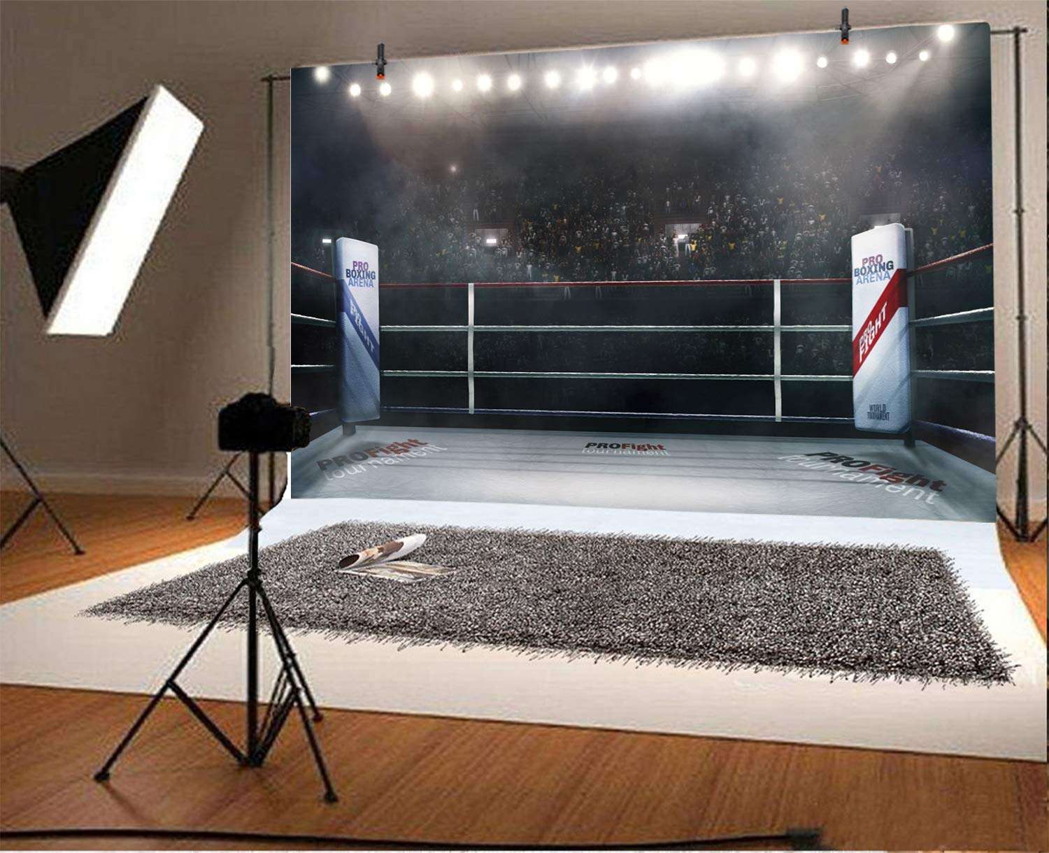 Yeele 10x8ft Pro Boxing Arena Backdrop Pro Fight Tournament Sports Stage Lighting 3D Photo Background for Photography Boys Men Portrait Photo Booth Shoot Vinyl Studio Props 2