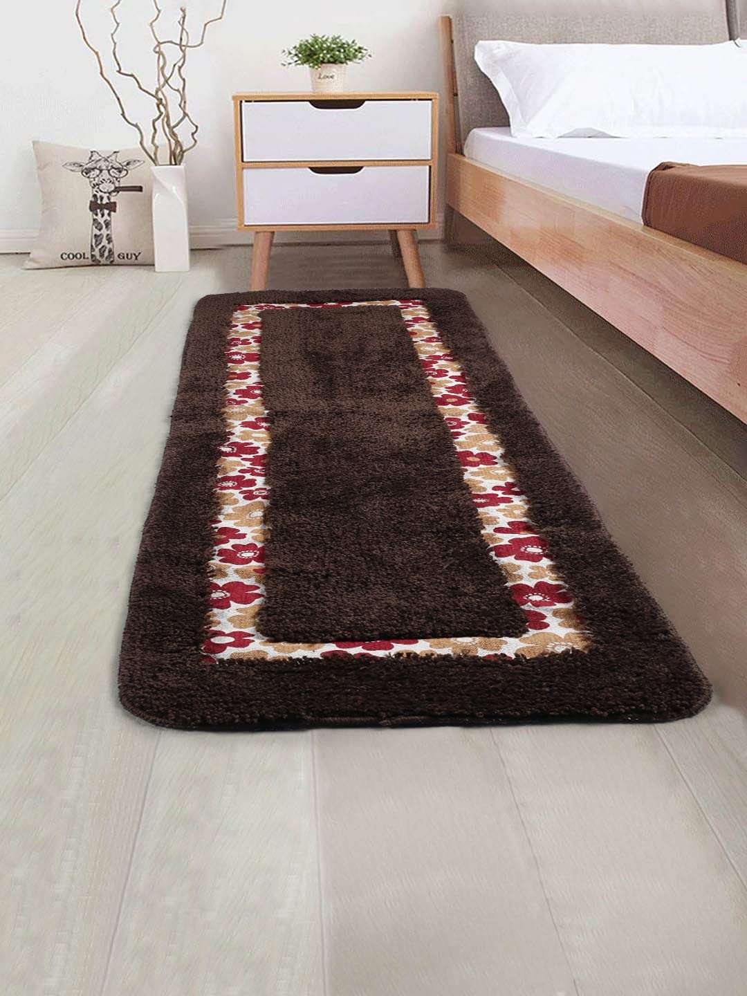 Saral Home Blossom Soft Cotton Durable & Washable Multipurpose Runner for Home/Kitchen/Living Area/Lobby/Office with Anti Skid Backing (Brown, 40 Cm X 140 Cm) 1