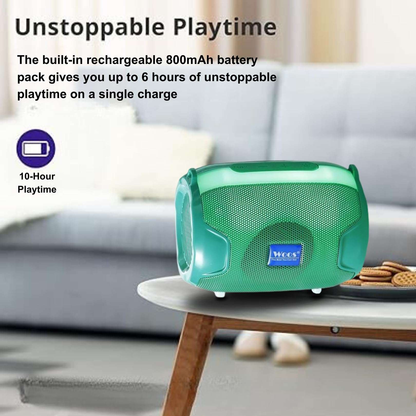 Woos BeatBall Unleash Stereo Power with Vibrant RGB, USB, TF, and FM - Innovative Design with Hanging Points for Portable Musical Bliss(Green) 5