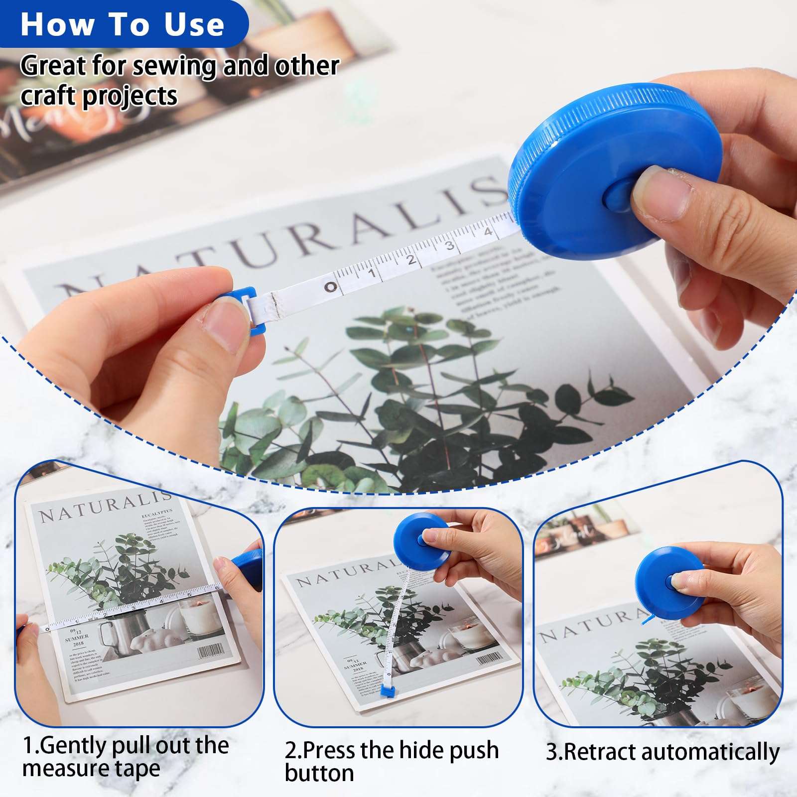 Kigeli 100 Pcs Tape Measure 60 Inch Retractable Measuring Tape Soft Small Measurement Tape Mini Sewing Fabric Tape Measurer Flexible Pocket Cloth Fabric Measurement Digital Tape for Body 5