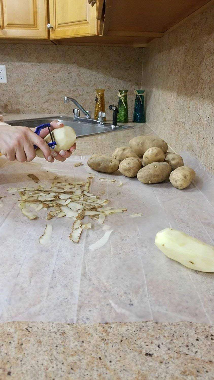 Extra Large Disposable Counter Liners Pack of 18 Plastic Kitchen Counter Covers for Easy Cleanup After Food Prep- Foldable, Versatile Kitchen Countertop Protectors- Top Time Savers 4