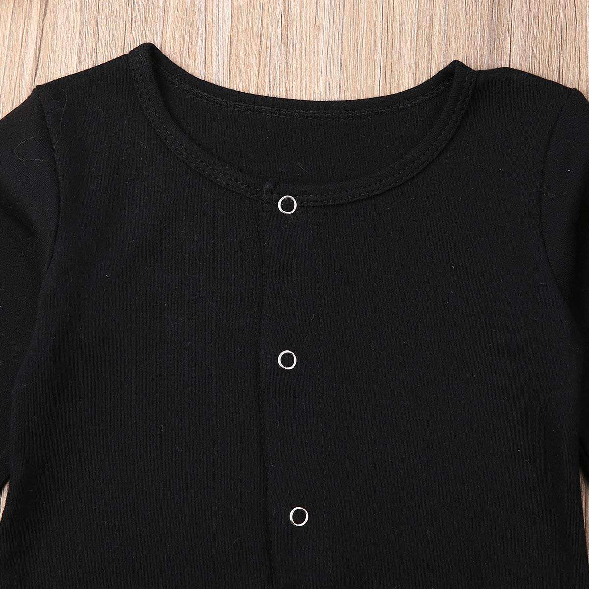 Marksmile Newborn Unisex Baby Bodysuit Long Sleeve Button Down Solid Color Romper Footies Cotton Jumpsuit (Black & Romper, 6-12 Months) 5