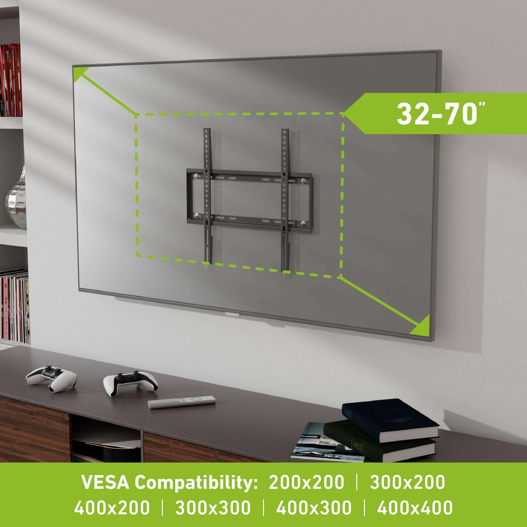 D-Line 4X 39in Cover Cover Length Multipack & D-Line Flat to Wall TV Wall Bracket for 32-70in TVs 5