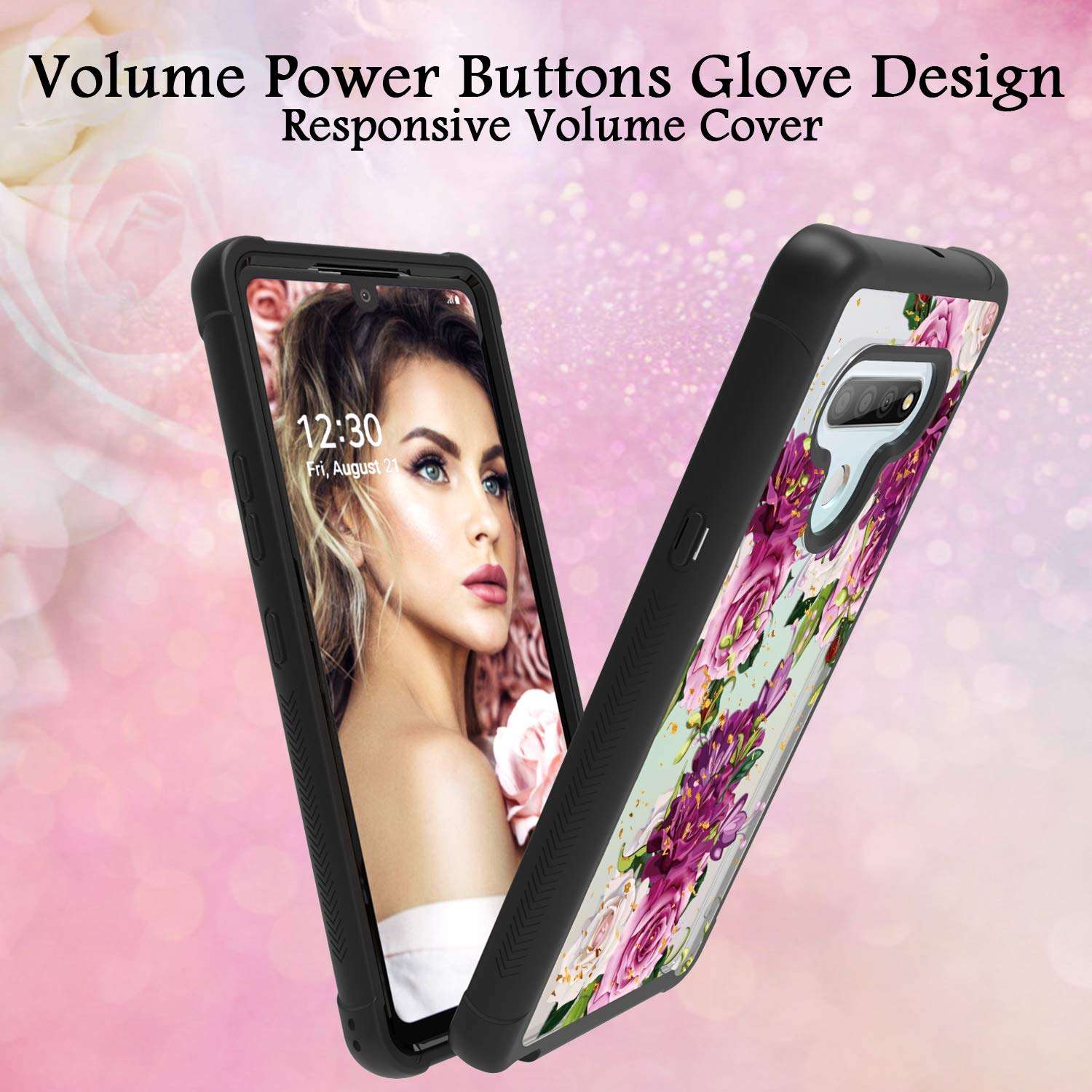 AMPURSQ Case for LG Stylo 6, Stylo 6 Phone Case LMQ730, Slim fit Shock Proof and Anti Scratches Rugged PC with Floral Pattern Design Hard Protective Back Armor 3