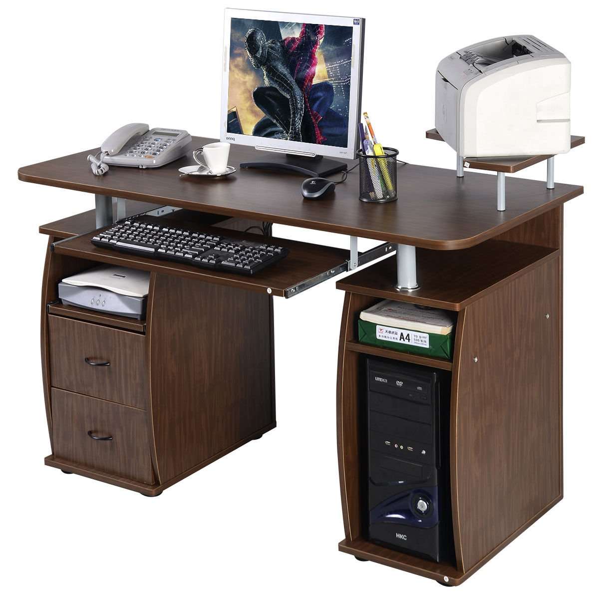Computer PC Desk Work Station Office Home Monitor&Printer Shelf Furniture 1