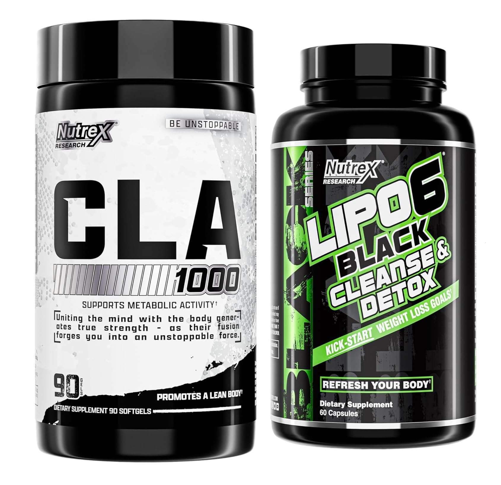 Nutrex Research CLA, 90 Soft Gels - 1000mg Conjugated Linoleic Acid - and Lipo-6 Cleanse & Detox for Weight Loss