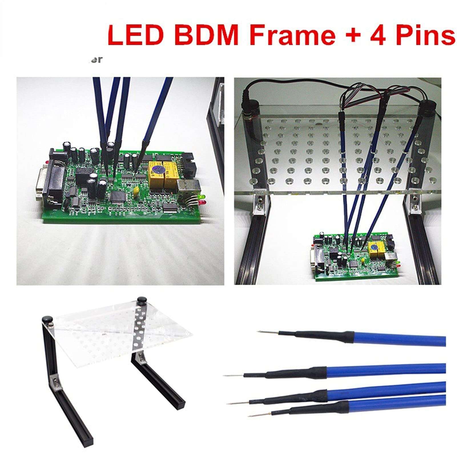Power Circuit Probe Kit Frame Adapter ECU Programming Tool 22 Adapters Frame with LED Light 4 Probe Pins for Galletto for Truck Motorcycle Boat (Color : BDM Frame) 5