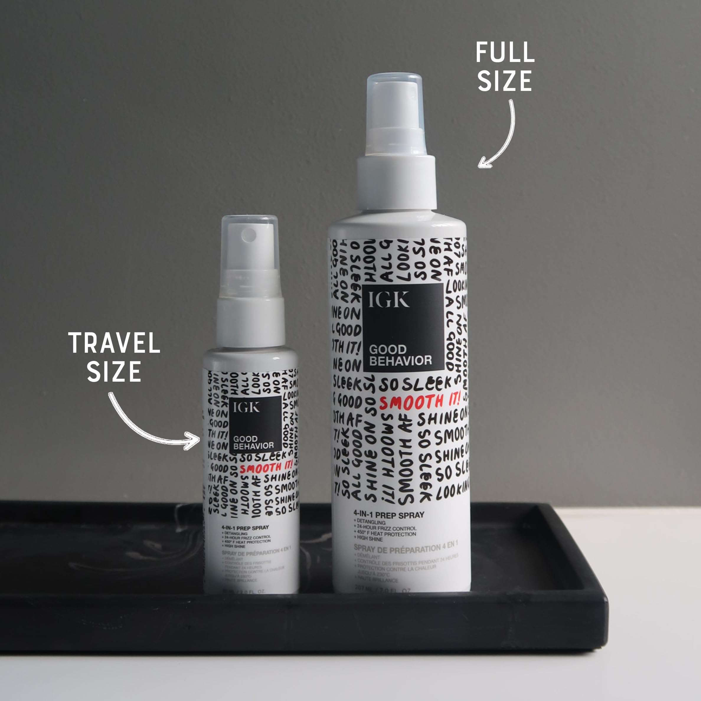 IGK GOOD BEHAVIOR 4-in-1 Prep Spray Travel Size | Gently Detangles, Controls Frizz for 24 Hours, Heat Protection & Shine | Weightless Formula for Smooth Hair | 2.0 Fl Oz (Pack of 2) 3