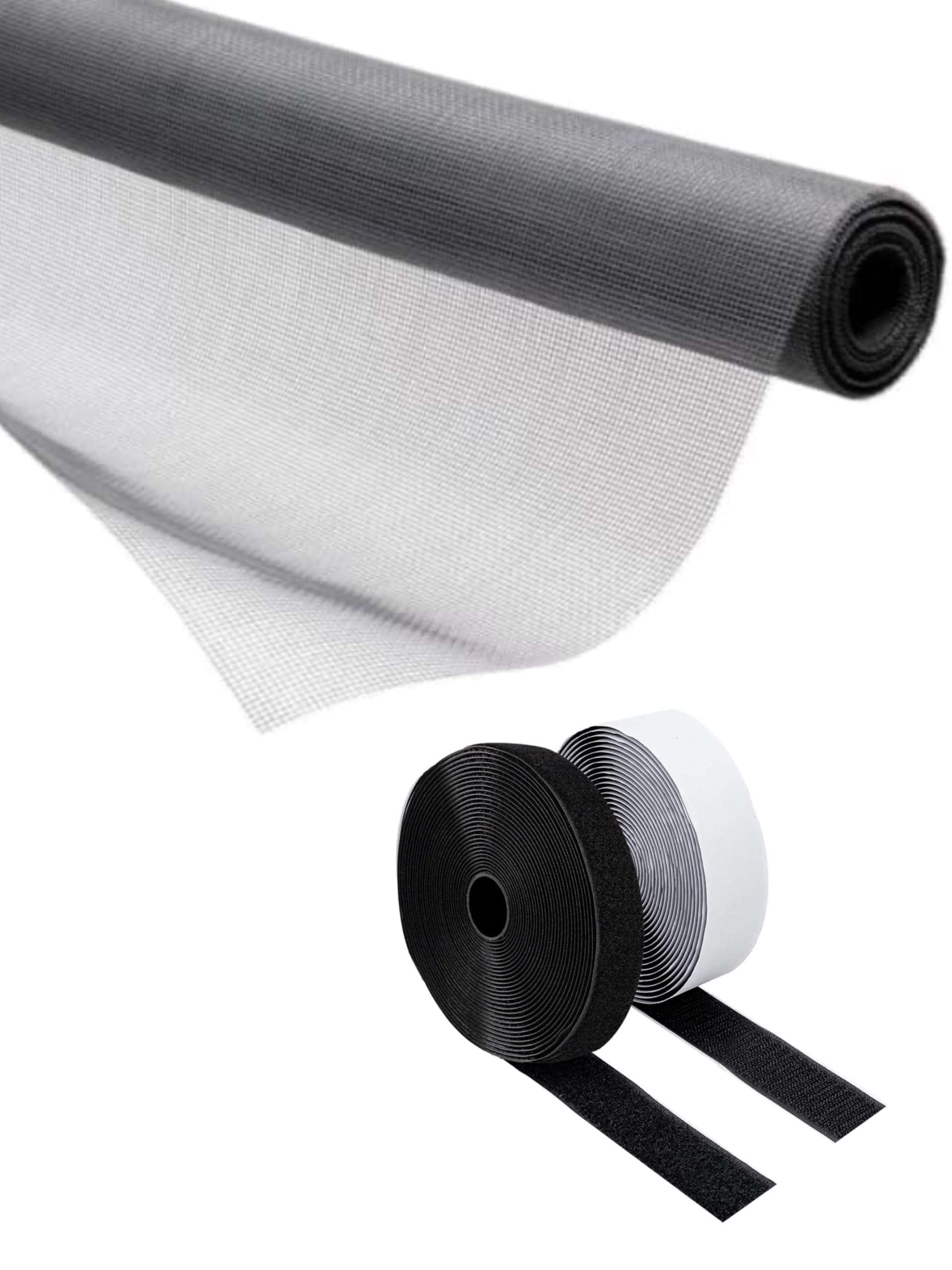 AKKIAGRO 120 GSM Upgraded & Unstritched Window Mosquito Net | with Adheasive Loop & Hook Tapes [ [ Grey Color ] (4 x 6 Feet) 1