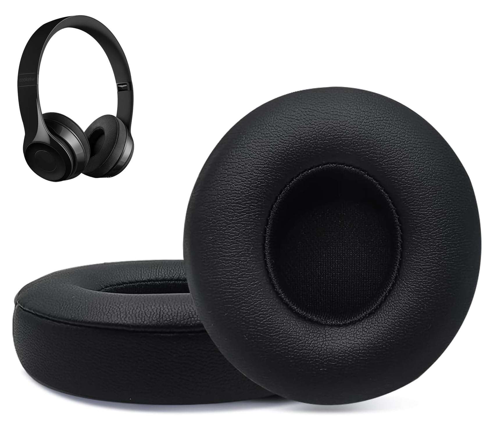 Replacement Ear Pads for Beats Solo 2 Wireless On-Ear Headphone/Soft Protein Leather/Noise Isolation Memory Foam/Strong Adhesive Tape/Cloud Like Comfort/Extra Durable