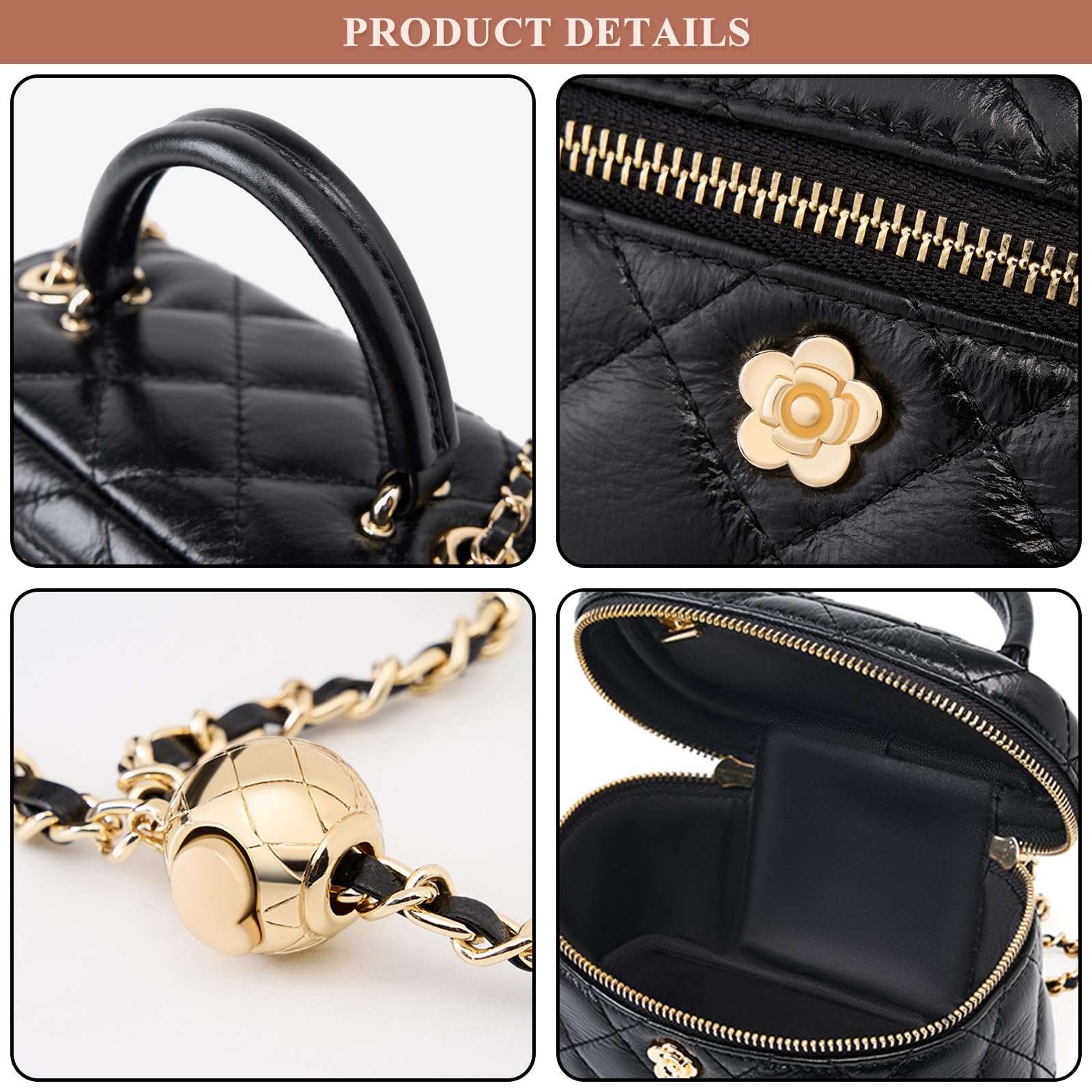 LANGSER Women Genuine Leather Satchel Classic Quilted Design Adjustable Chain Handbag Ladies Fashion Dinner Party Shoulder Bag 4