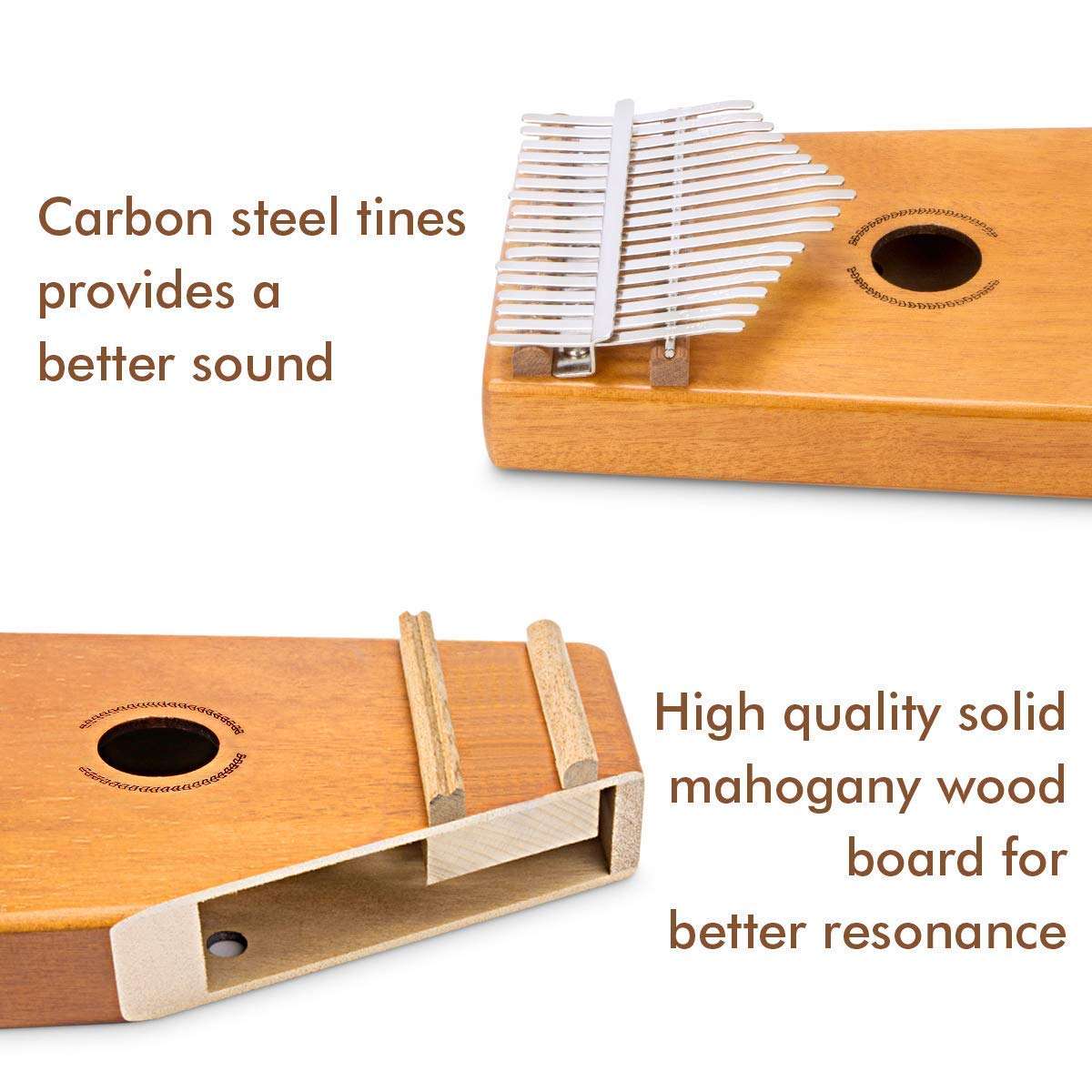 amiciSound Thumb Piano 17 Keys Musical Instrument Kalimba with Engraved Notes, Tuning Hammer and Protective Carry Bag 4