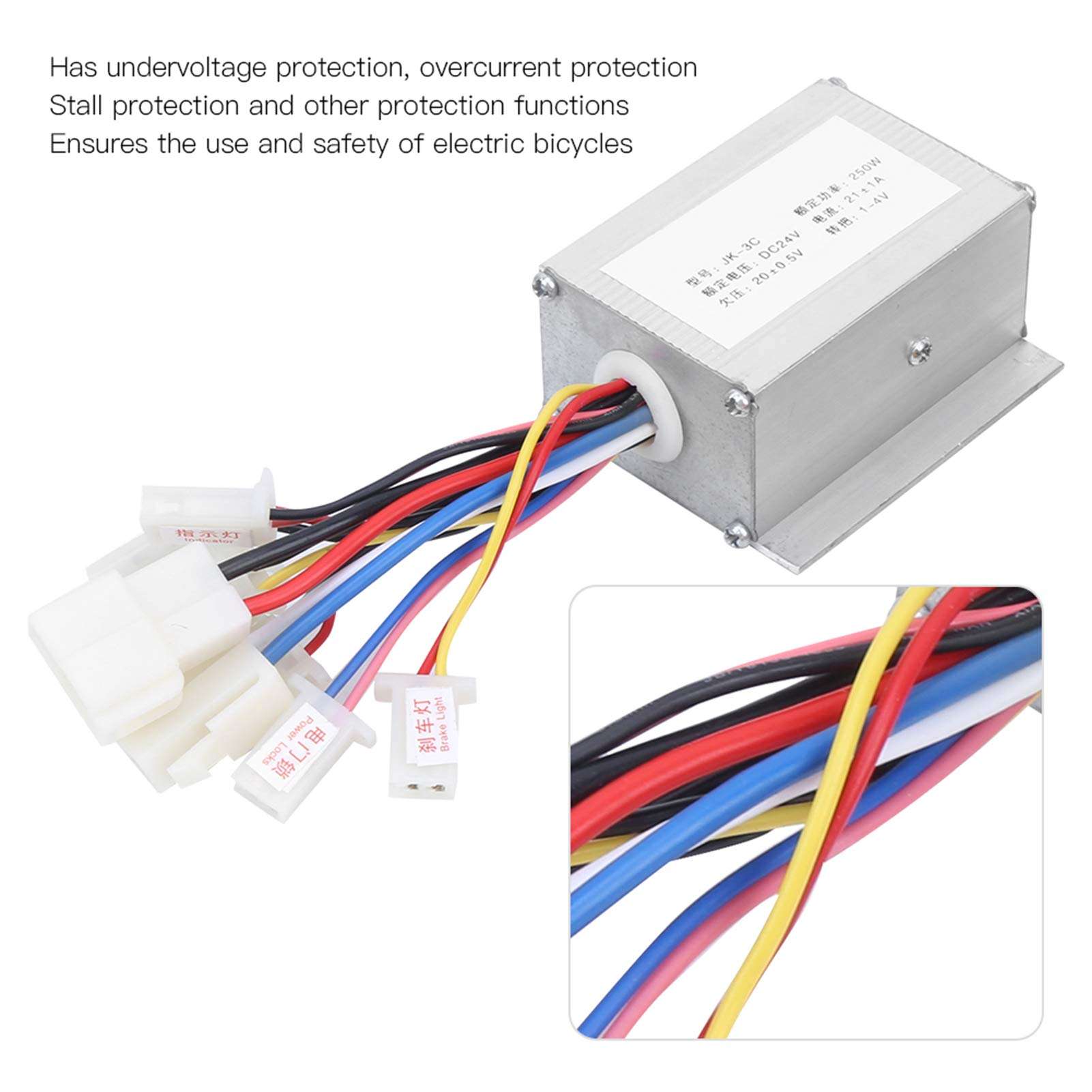 Keenso 24V 250W Brush Controller with Yellow Throttle Grip Kit, Motor Controller Electric Scooter Conversion Kit 3