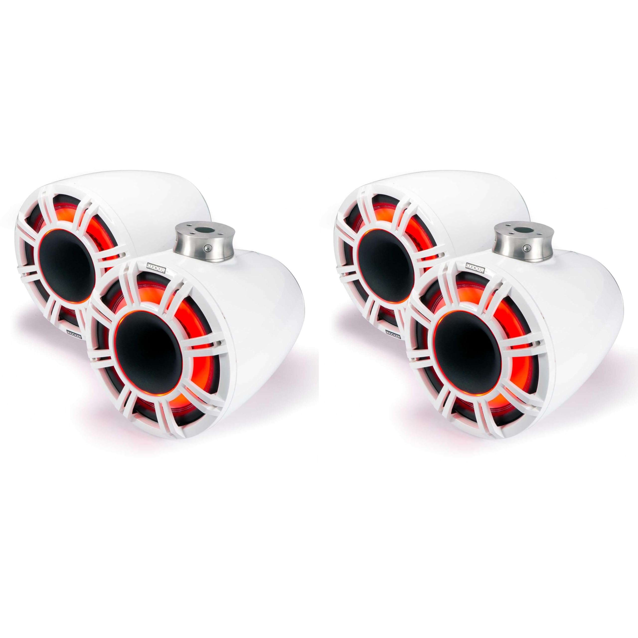 Kicker (2 Pair) 47KMFC9W 9" White Horn-Loaded Tower Speakers with Flat-Mount Tower Adapters 1