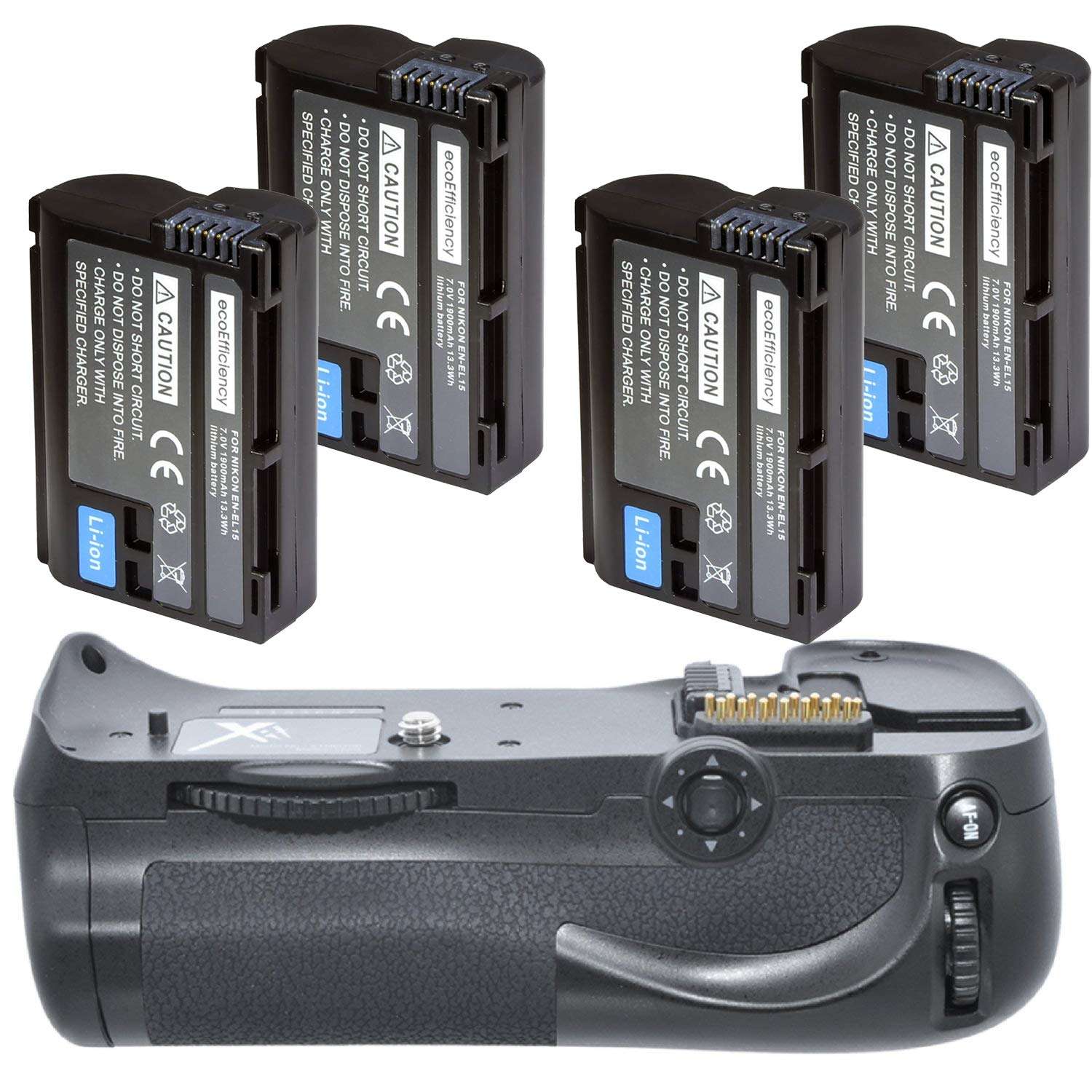 Battery Grip Kit for Nikon D800, D810 Digital SLR Camera Includes Qty 4 Replacement EN-EL15 Batteries + Vertical Battery Grip