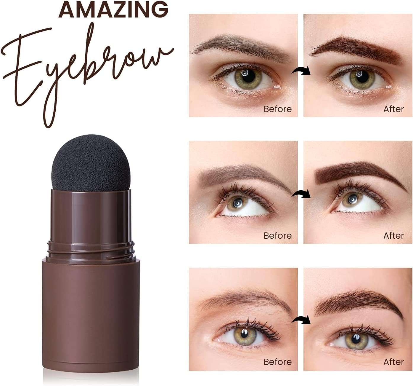 EYEBROW STAMP Shaping Stencil Kit with Reusable Eyebrow Stencils Sticker,1 Double-End Brush and 1 Sponge Applicator,1 Razor,Long-Lasting Waterproof Eyebrow Kit 6