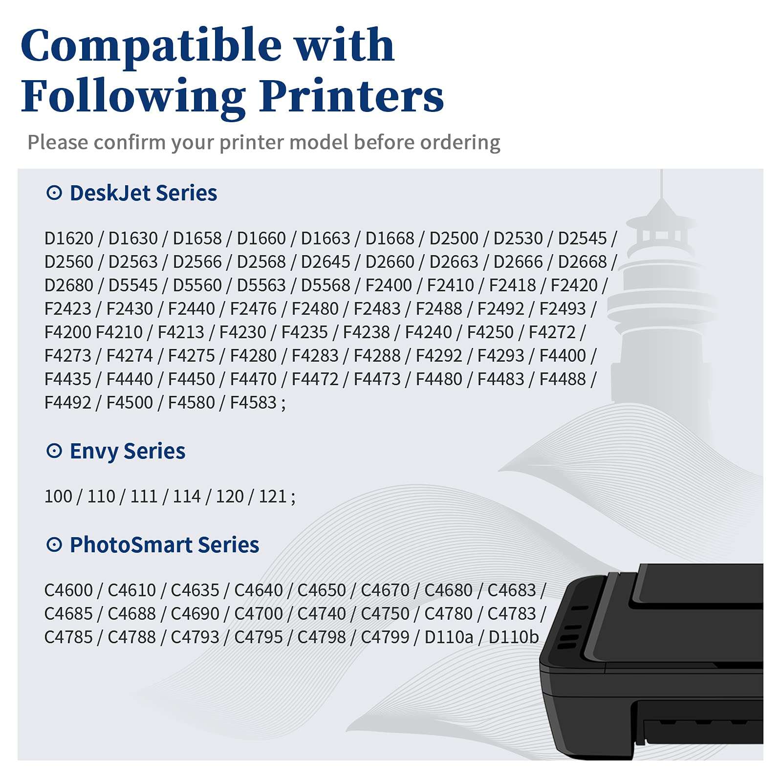InkSpirit Remanufactured Ink Cartridge Replacement for 60 60XL Black Use with PhotoSmart C4680 C4780 C4795 D110a for DeskJet F4480 D2530 F4280 F4580 F2430 for Envy 120 100 110 114 2