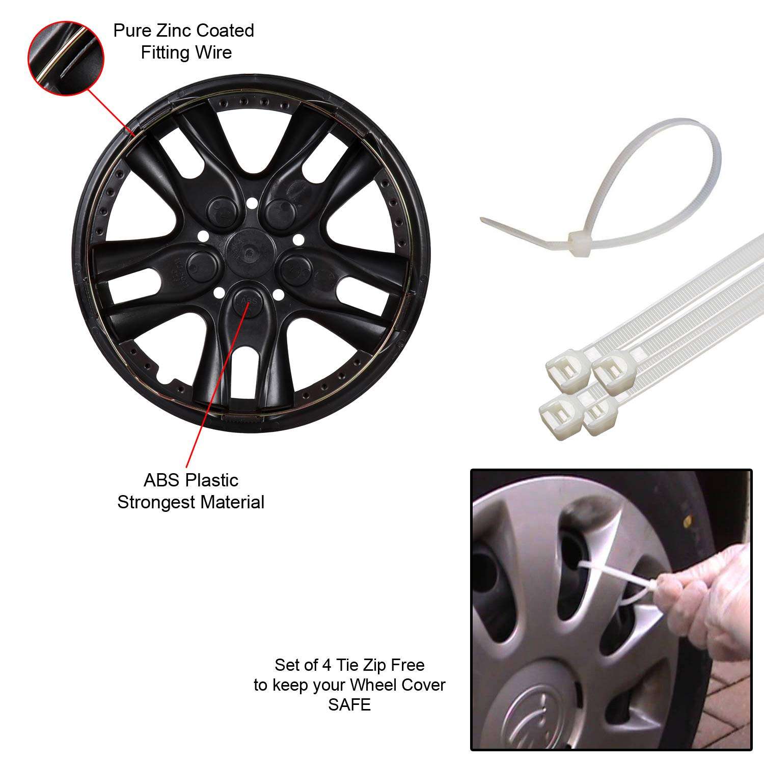 Oshotto Premium OSHO-WC53BW 12-inch White and Blue Double Paint Finish Universal Fitting-Push Type Car Wheel Cover (Set of 4) 5