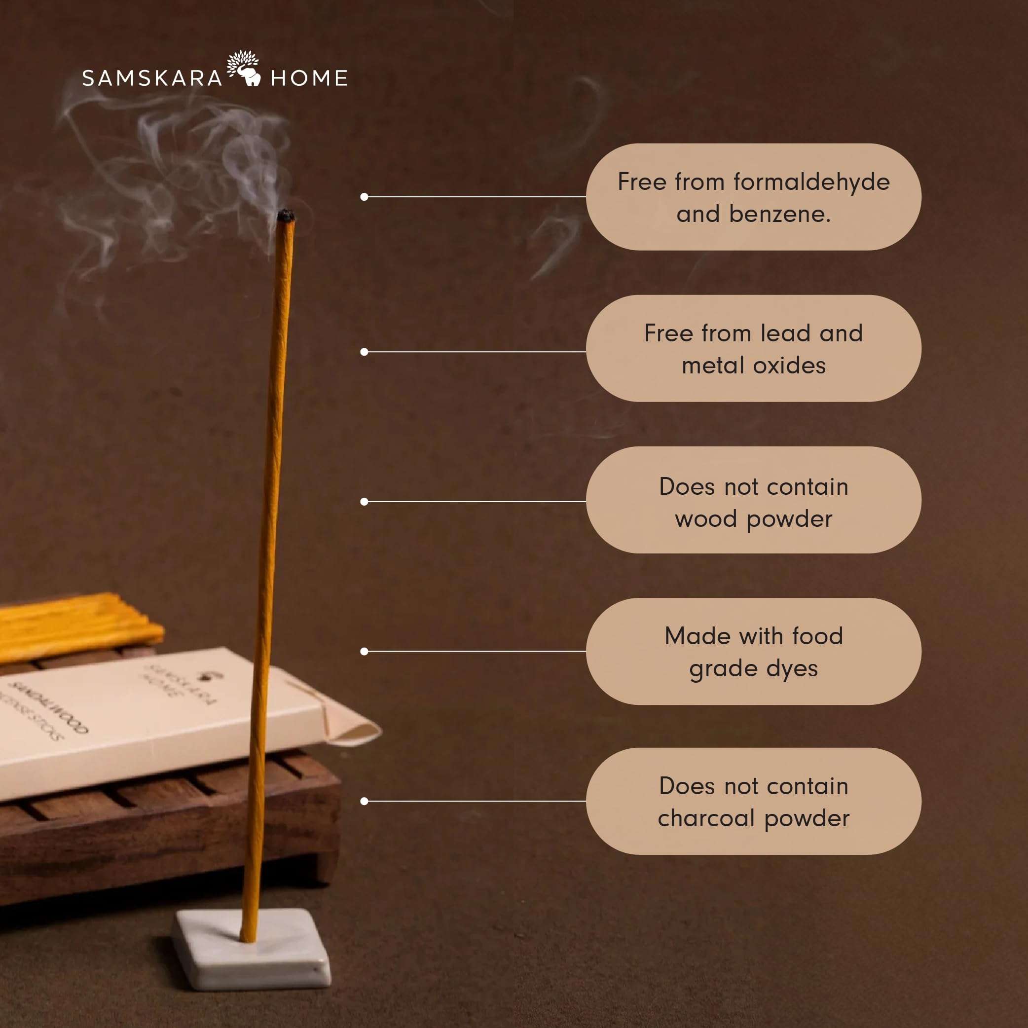 Samskara Sandalwood Agarbatti Combo Pack (Box of 10) |Temple Pooja Agarbatti | Eco Friendly Incense | Highly Scented Indian Incense Sticks|100% Organic - (100pcs/Pack of 10) 4