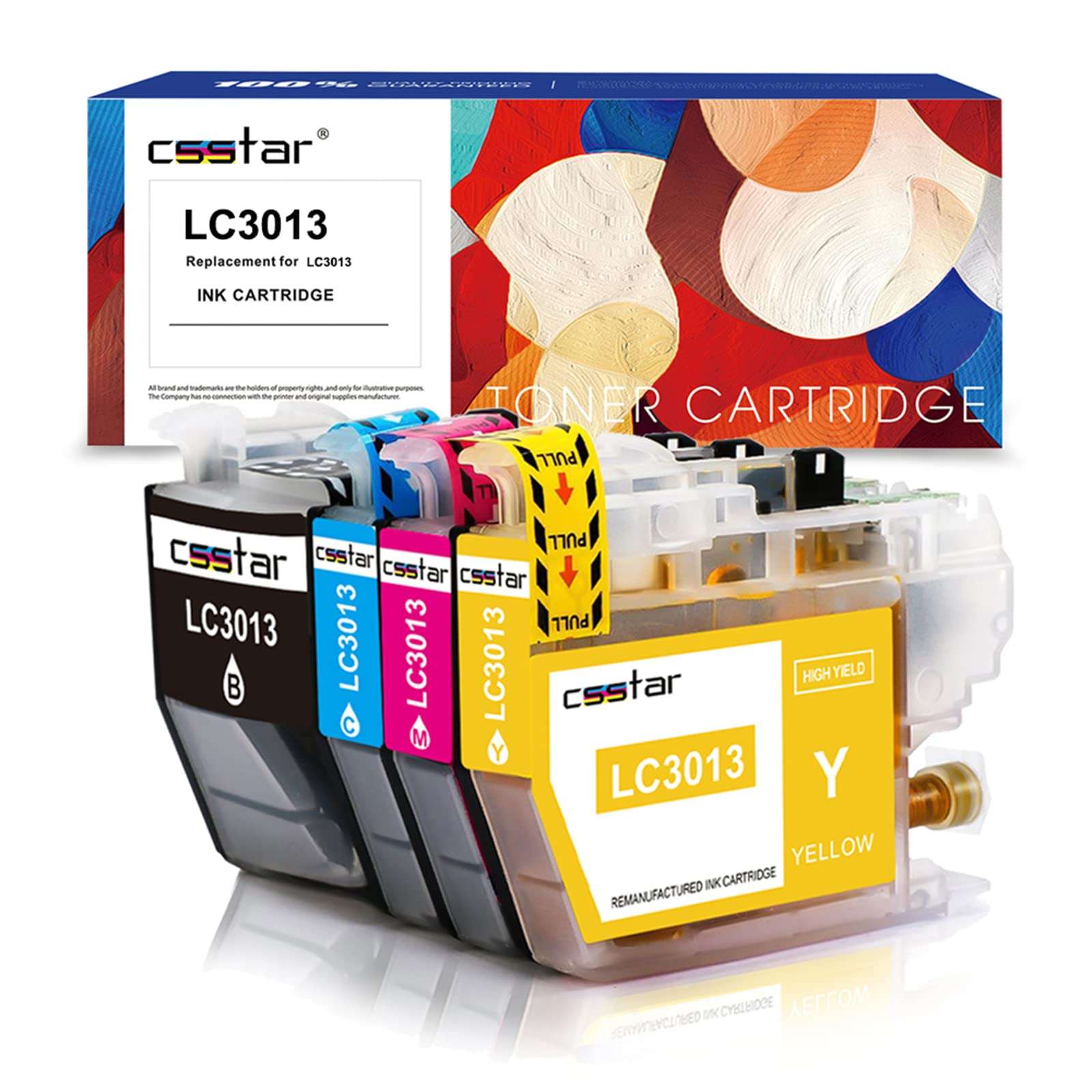CSSTAR Compatible Ink Cartridges Replacement for Brother LC3013 LC3011 XL Work with MFC-J491DW MFC-J497DW MFC-J690DW MFC-J895DW Printer - 1 Black, 1 Cyan, 1 Magenta, 1 Yellow, Total 4-Pack 1
