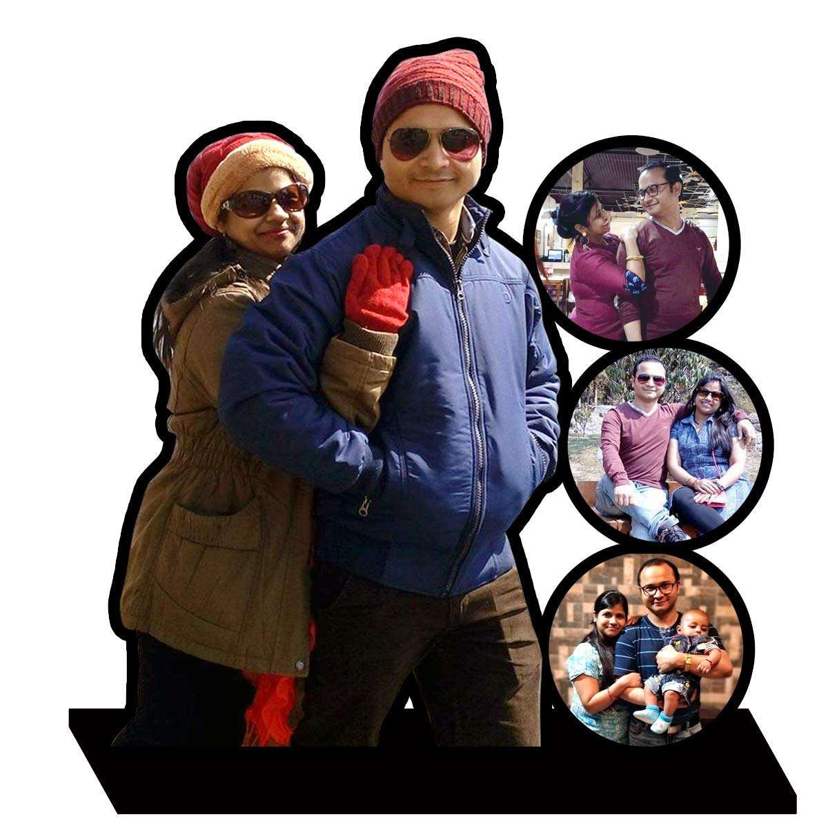 Express-O-Board Personalised Gift Couple Photo Cutout Stand on PVC Board (12 in x 12 in) 1