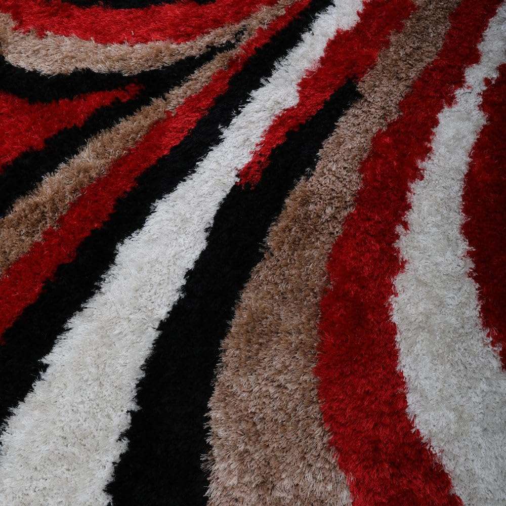 Hand Tufted SHAG Polyester ECO-Friendly Area Rugs - 4'x6', Rectangle, Multicolor, Contemporary Modern Design, High Pile Thick Handmade Anti Skid Rugs for Living Room K00028 5