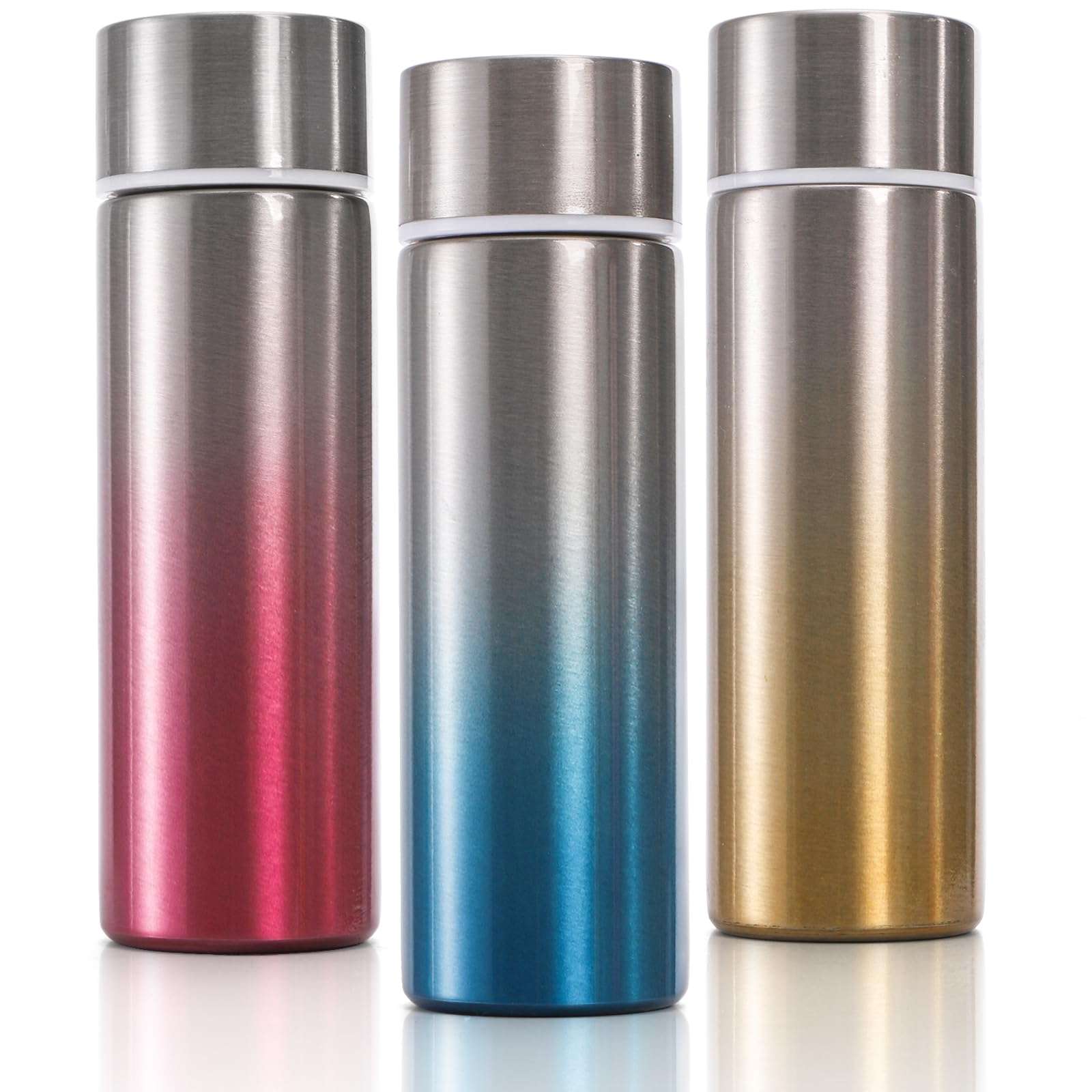 Acshio 3 Pack Mini Stainless Steel Water Bottle, 5 Oz Stainless Steel Metal Bottle, Portable Purse Water Bottles Pocket Slim Flask for Travel, Sports, Camping 1