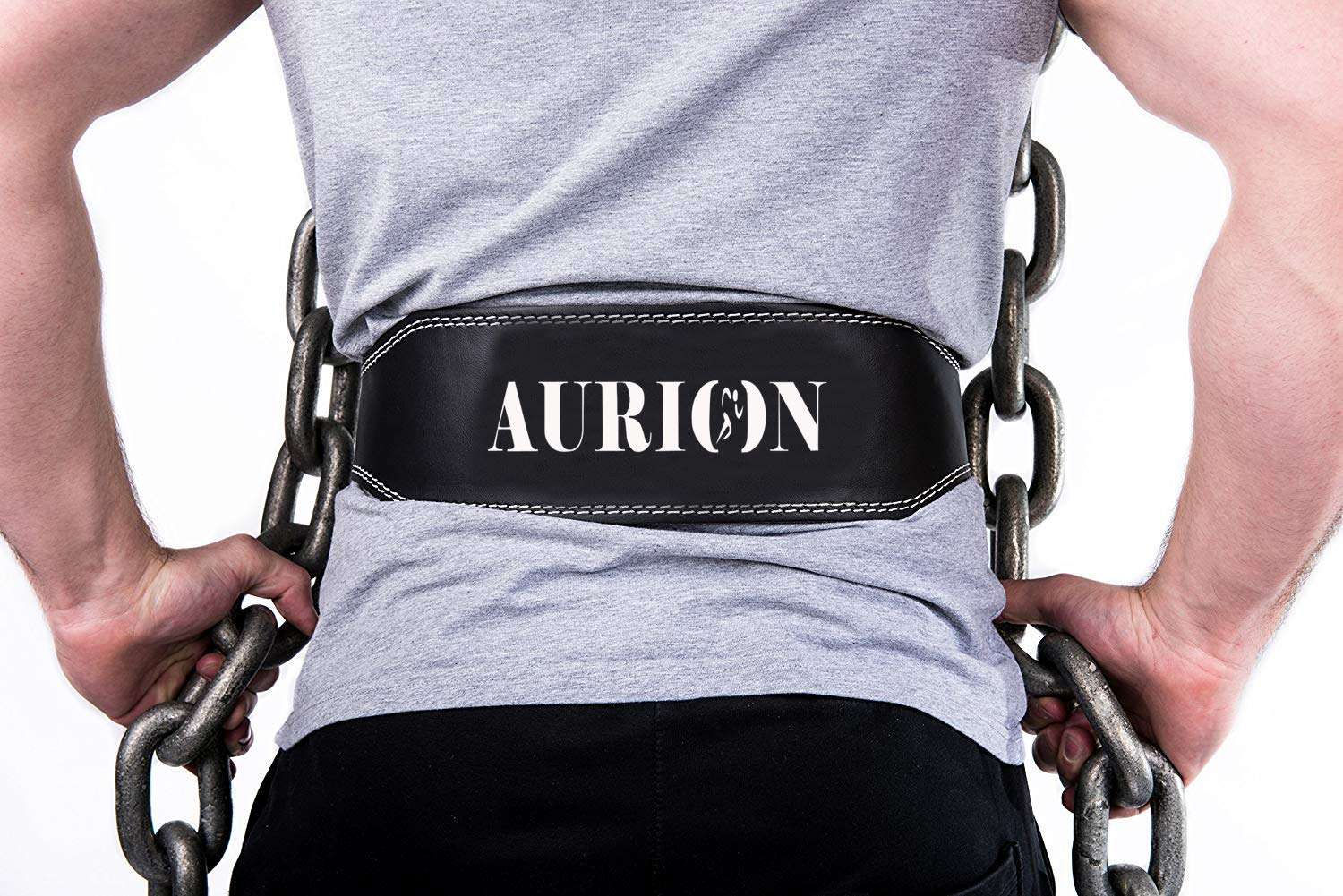 Aurion 4inch Waist Belt Genuine Leather Exercise Weight Lifting Belt For Gym | Deadlift Belt With Buckle | Squat Belt | Man Woman Training Belt | Power Lift Belt | Back Belt For Workout (Large, Black) 2