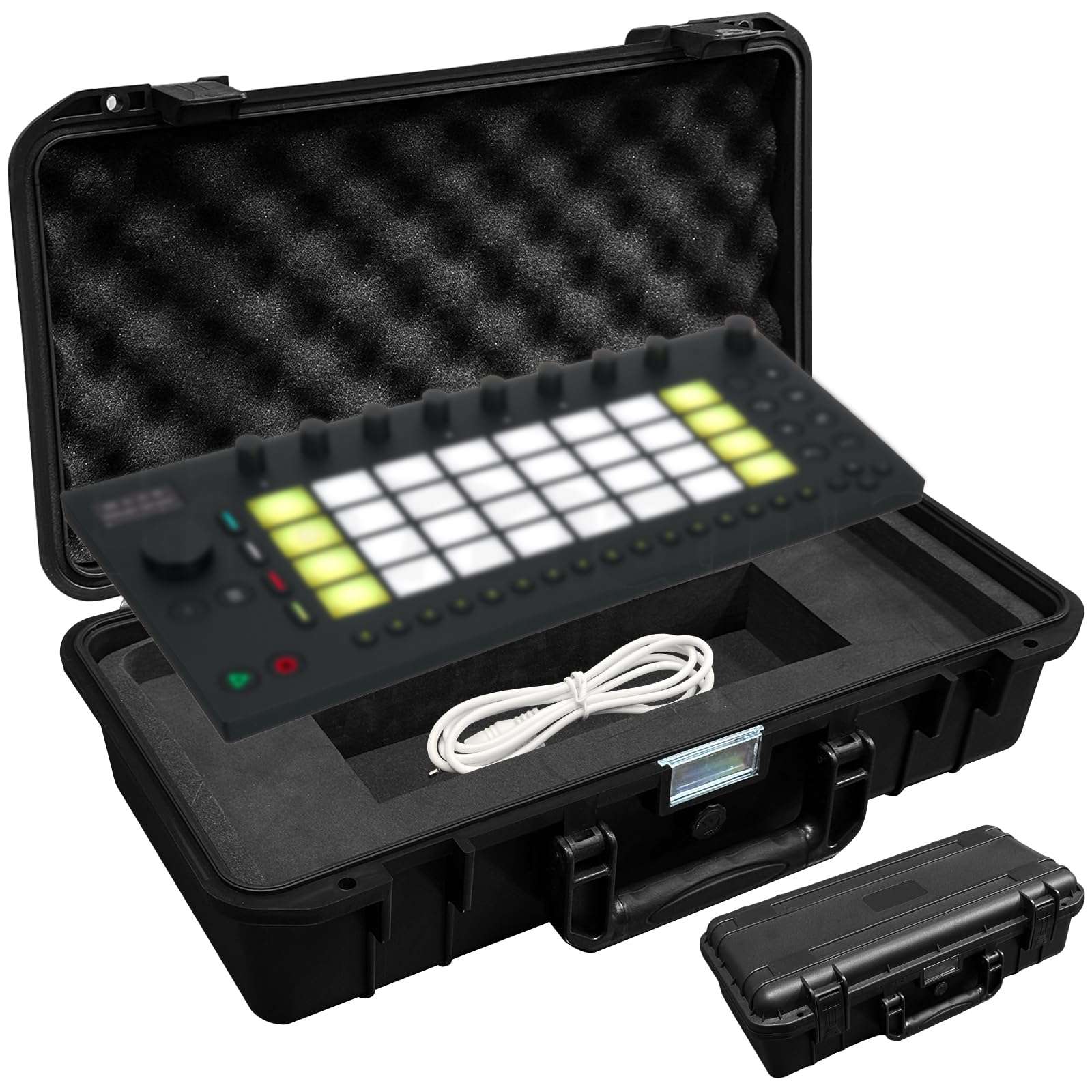 Hard Shell MIDI Controller Case for Ableton Move, Hard Shell Carrying Storage Case Equipped with Comfort Handle with Customizable Foam 1