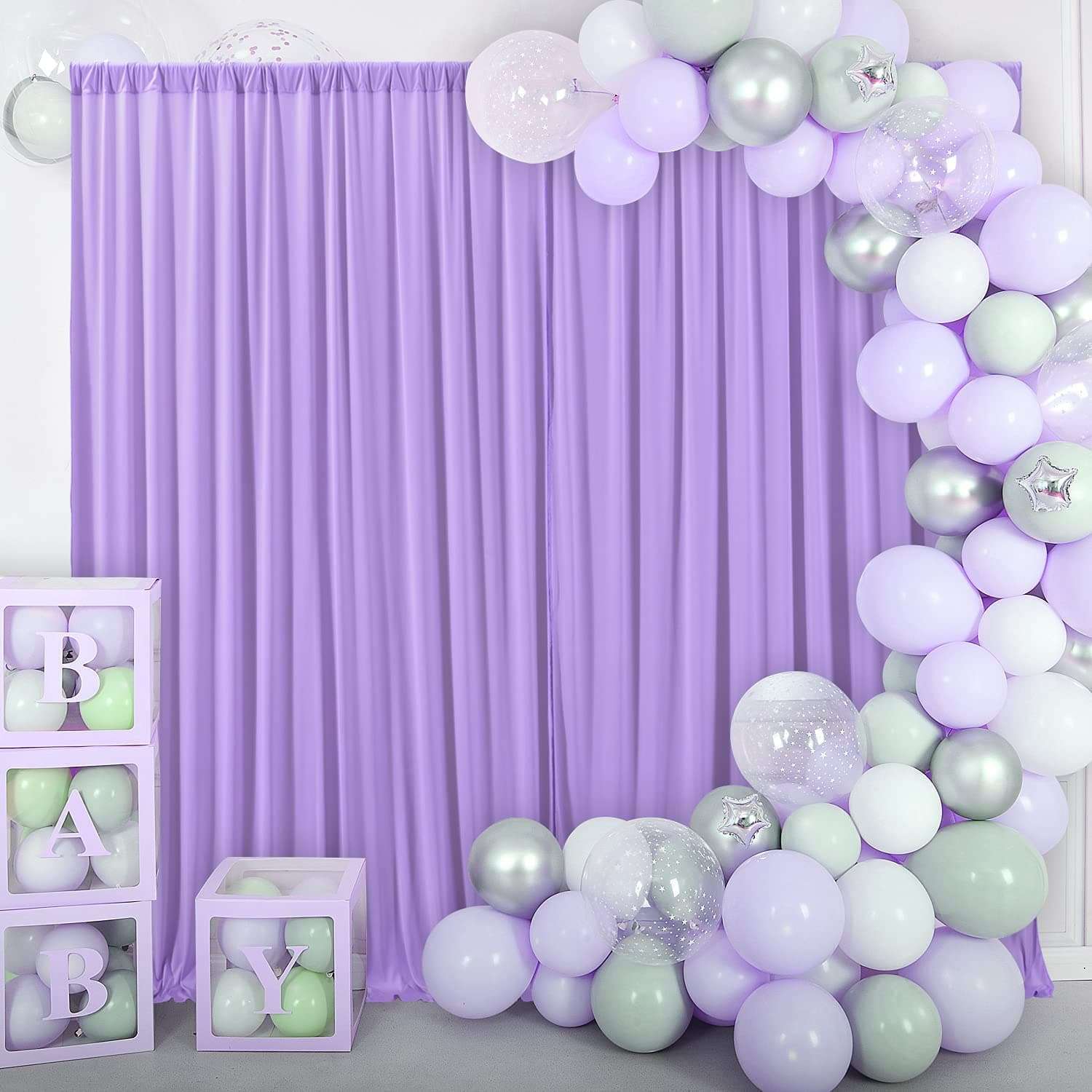 AK TRADING CO. 10 feet x 8 feet IFR Polyester Backdrop Drapes Curtains Panels with Rod Pockets - Wedding Ceremony Party Home Window Decorations - Lavender 6