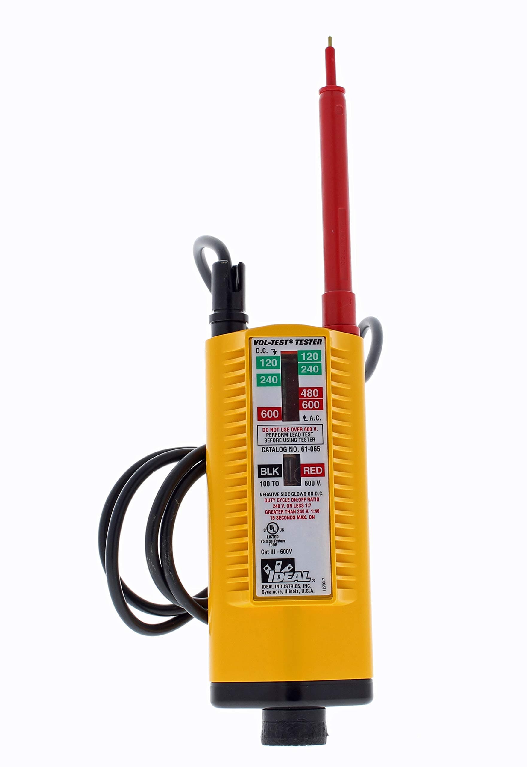 IDEAL Electrical 61-065 Vol-Test Voltage Tester, CAT III for 600V,Yellow 1