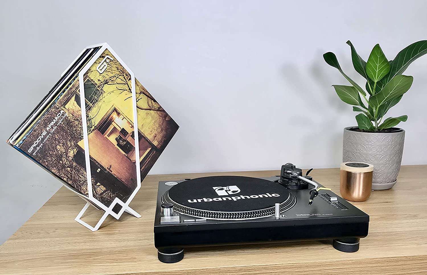 INDIAN DECOR 25013 Vinyl Record Display Stand Holds up to 20 LP Albums | Vinyl Record Storage, Modern Record Stand | Vinyl Record Holder, Vinyl Storage Rack | Vinyl Organizer Shelf Decor (White) 4