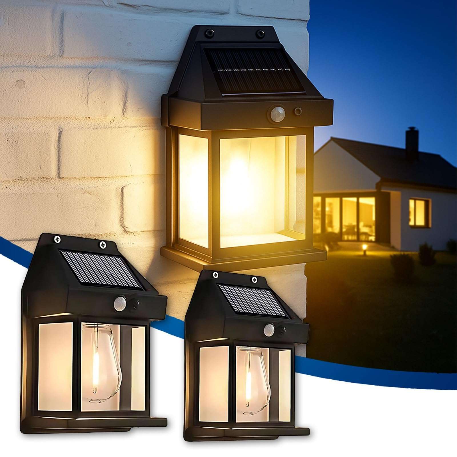 Btag Sun-Powered Wall Light Outdoor with Motion Sensor – Waterproof Exterior LED Sconce Lamp, Auto Charging Security Light for Porch, Patio, Garden, Pathway & Yard Lighting. PO2 (SL002_Warm Yellow) 1