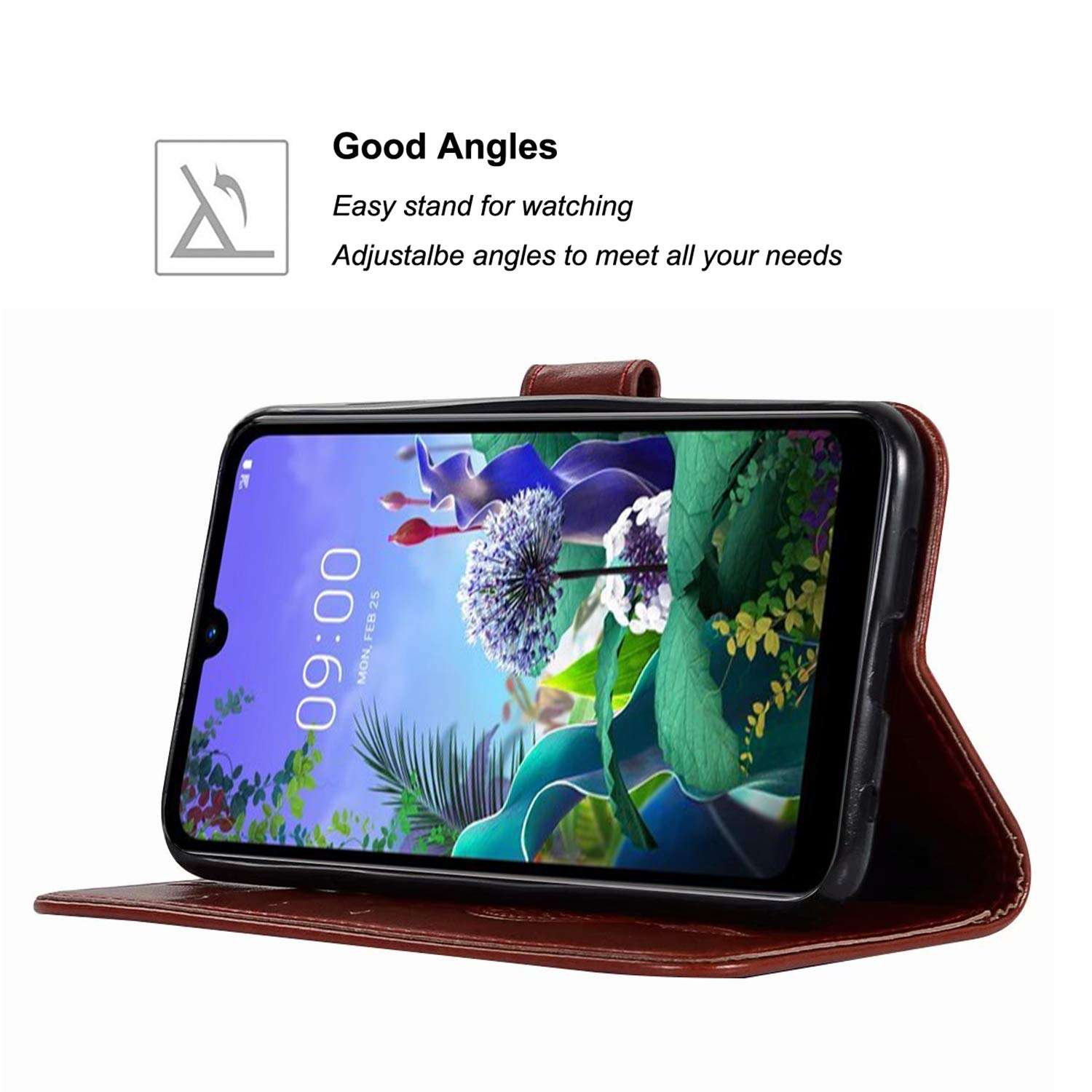 sidande for LG K40 Case, for LG K12 Plus Case, for LG X4 2019 Case, [Wrist Strap] Luxury PU Leather Wallet Flip Protective Phone Case Cover with Card Slots and Stand for LG K40 Phone (Brown) 5