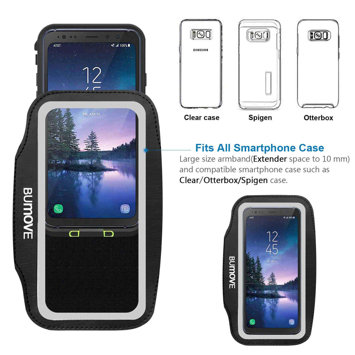 Galaxy S8 Active/S7 Active Armband, BUMOVE Gym Running Workouts Sports Phone Arm Band for Samsung Galaxy S8 Active, S7 Active with Card Holder (Black) 6