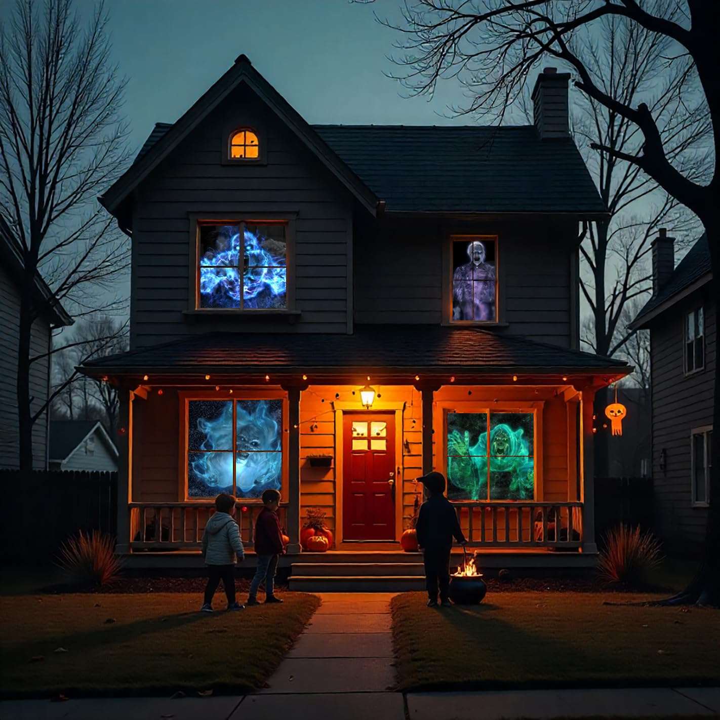 AtmosFEARfx Phantasms Halloween Digital Decoration DVD with Holographic Window + Reaper Bros® Window Projection Screens 2