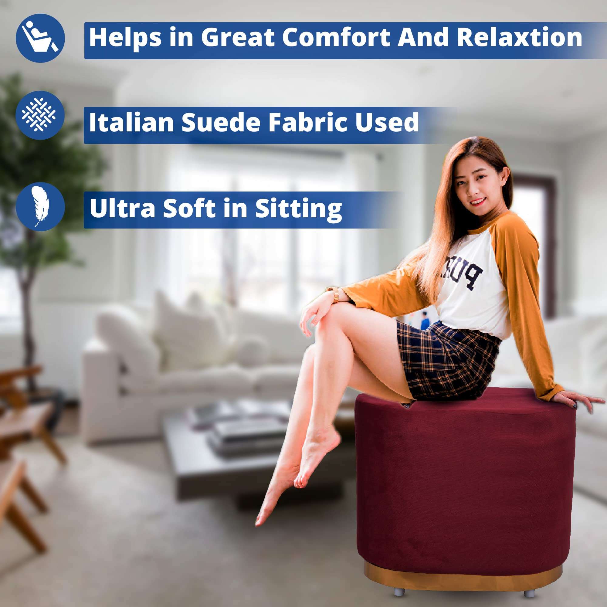 Nirwana Homes Ottoman Stool for Living Room , Balcony , Dressing , Office , footrest , Easy to use Everywhere for Better Comfort Zone. 6