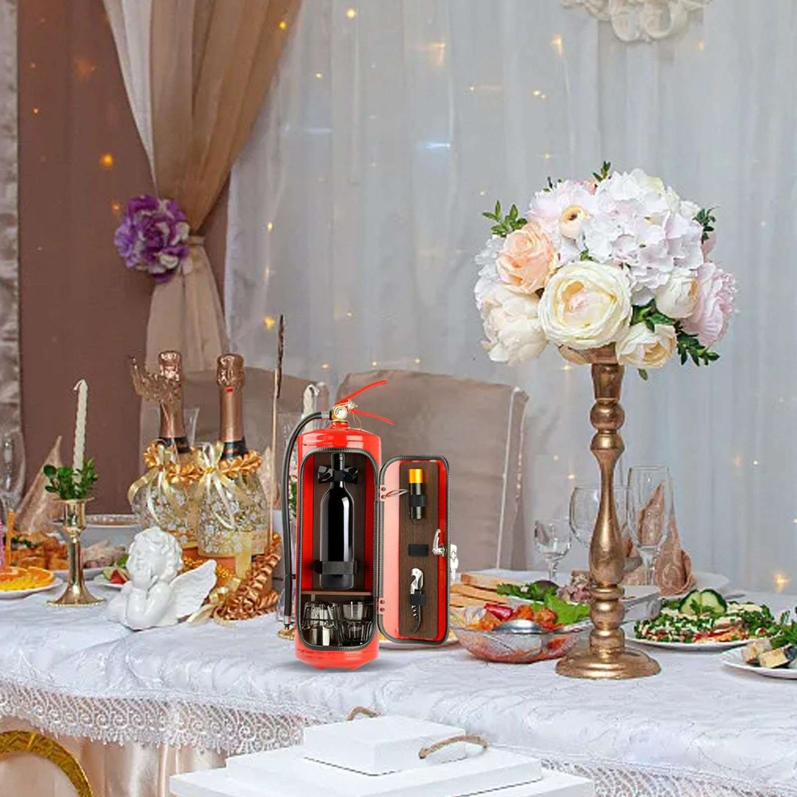 Mini Extinguishers Liquor Dispenser, Creative Small Extinguidor Drink Distinguisher Fire Extinguisher Alcohol Whiskey Bourbon Beverage Tequila Dispensador Portable for Home Camping Bar (Red) 5