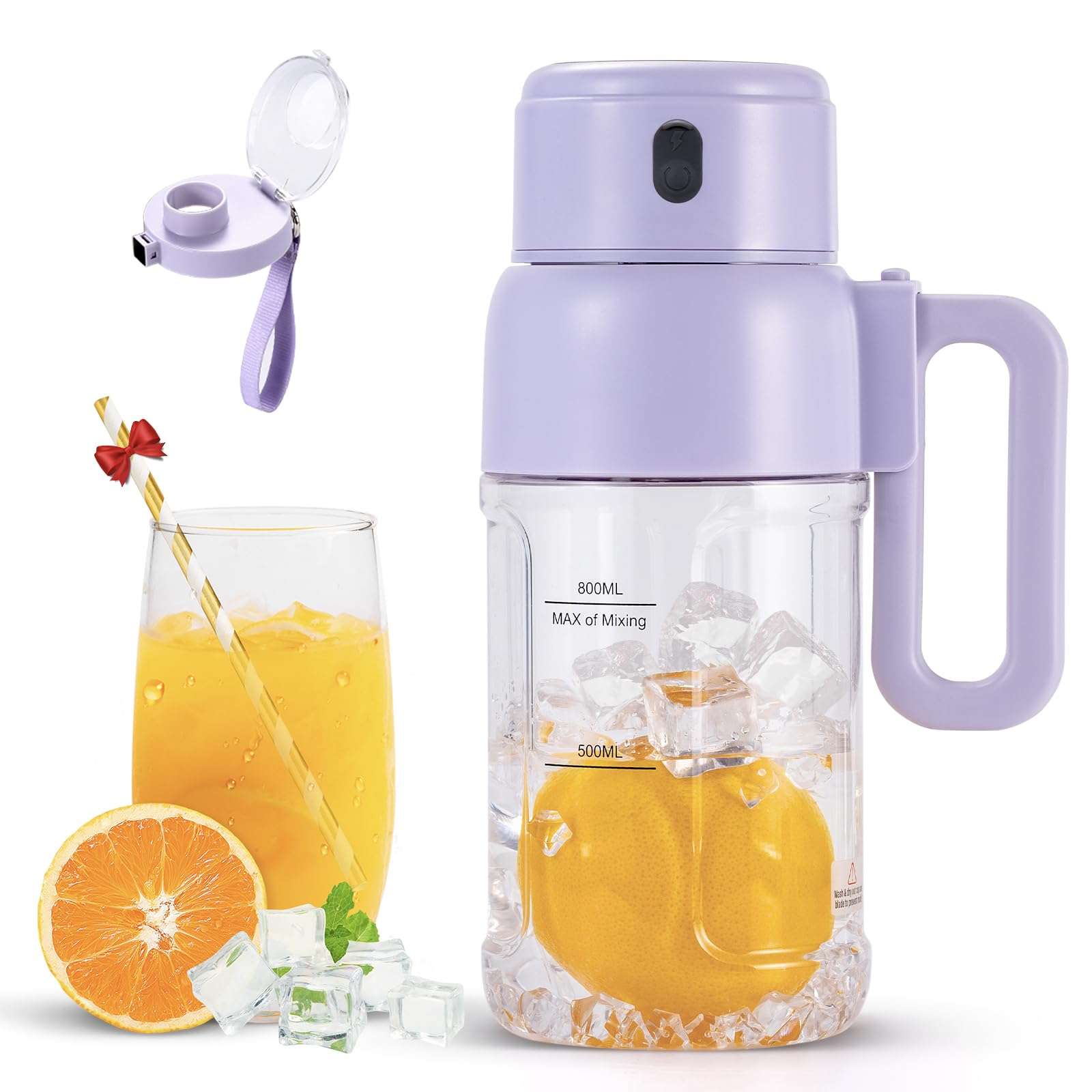 Mixido Portable Blender for Smoothies, 34oz Personal Size Mini Small Protein Shake Smoothie Blender, Cordless & BPA Free with Leakproof Lanyard Sip Lid (Purple)