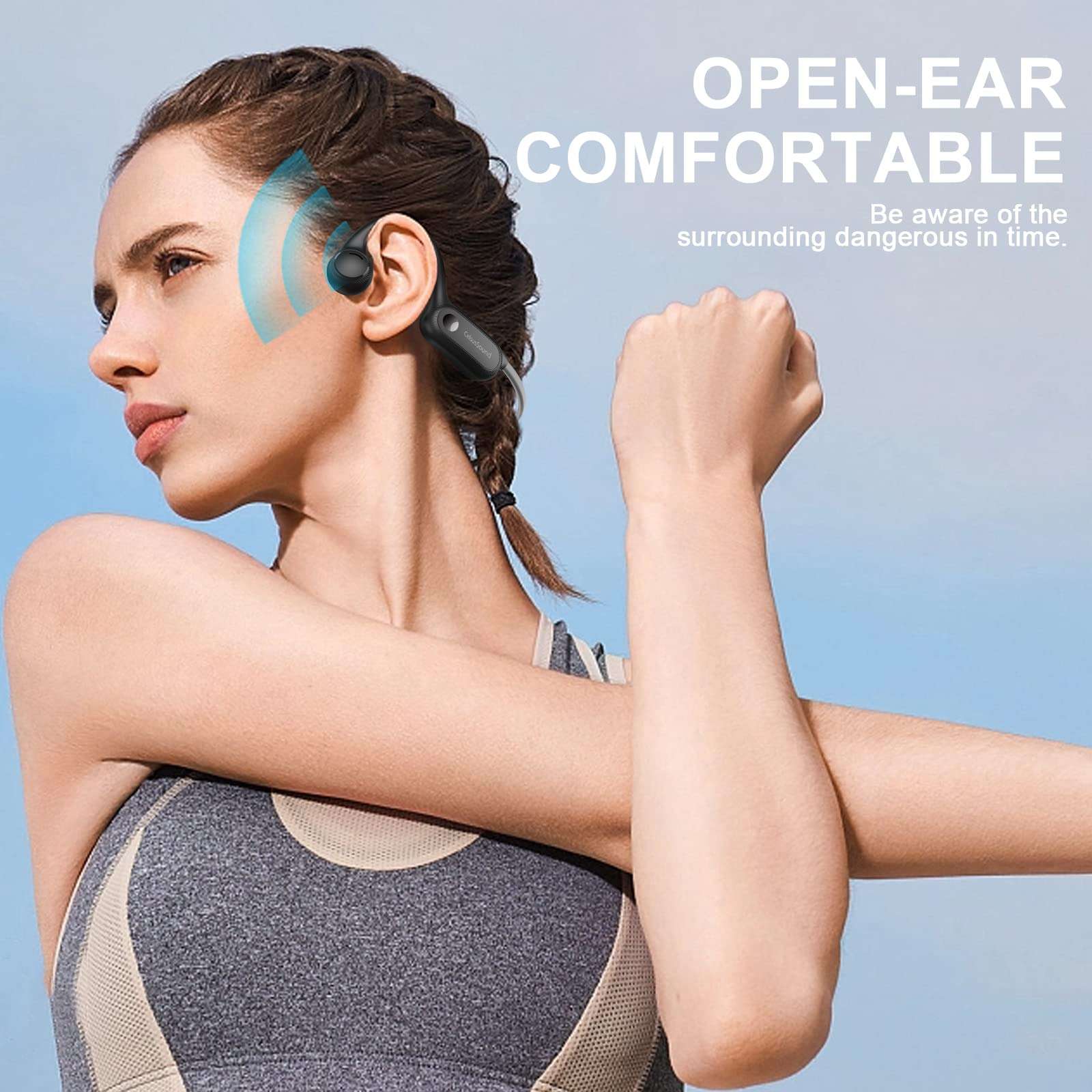 Bone Conduction Headphones, Open Ear Headphones Wireless, Bone Conduction Bluetooth 5.2 Headset with Mic, 6D Stereo Sound, 10Hrs Playtime for Sports, Running, Cycling, Gym（Green） 2