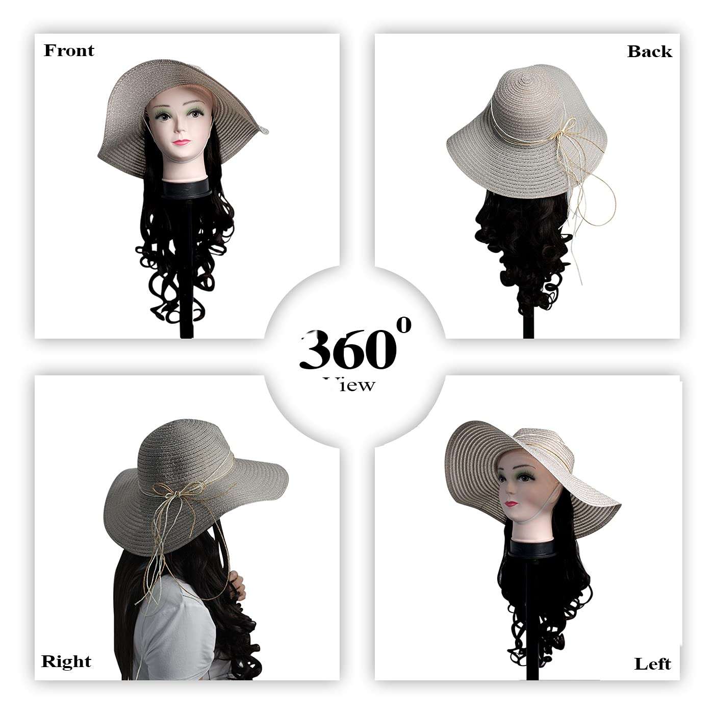 MAJIK Fedora Hat Attached Curly Hair Extension for Women and Girls (Black) 6