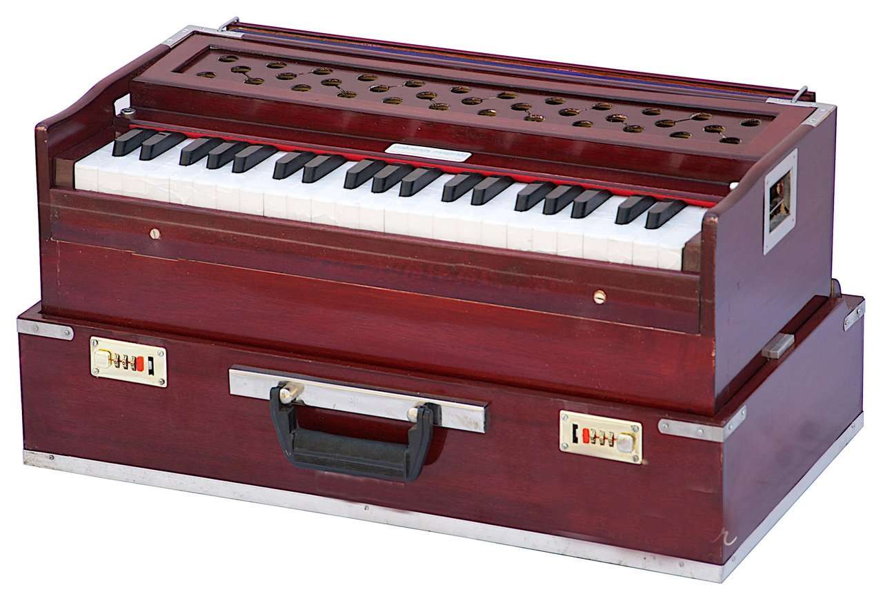 SG Musical folding Harmonium A440, rosewood color, 42 keys, with coupler