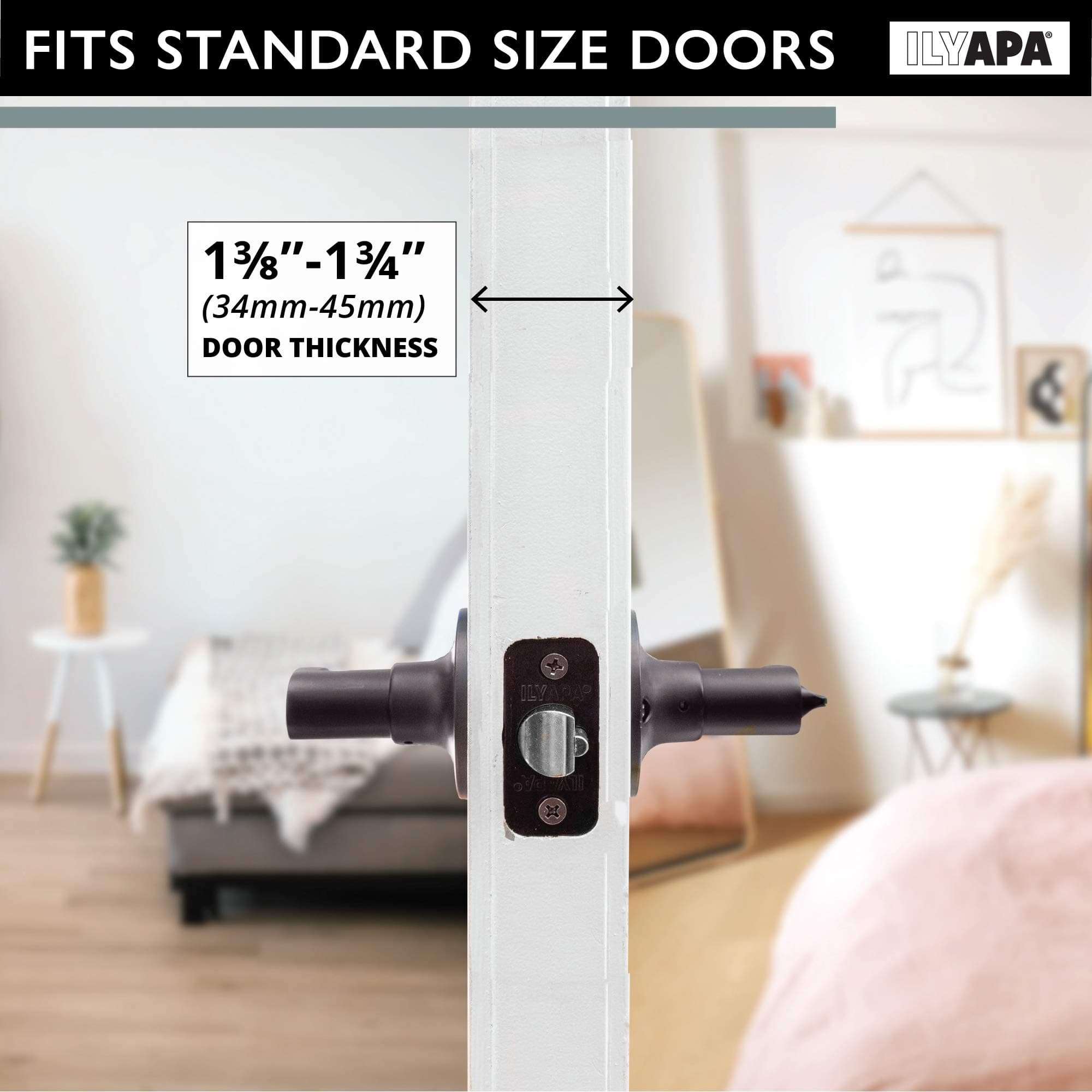 Ilyapa Privacy Door Levers, Wave Style, Keyless Locking Door Handles for Bed and Bath Leverset Lockset, Left or Right Handing Wave Style Handles, Oil Rubbed Bronze, 10 Pack 5