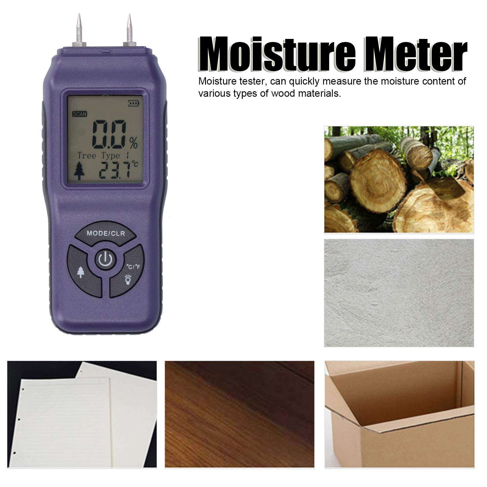 Wood Moisture Tester, Moisture Detector, Quickly Timber Moisture Meter, for Measure Wood Contractors(purple) 5